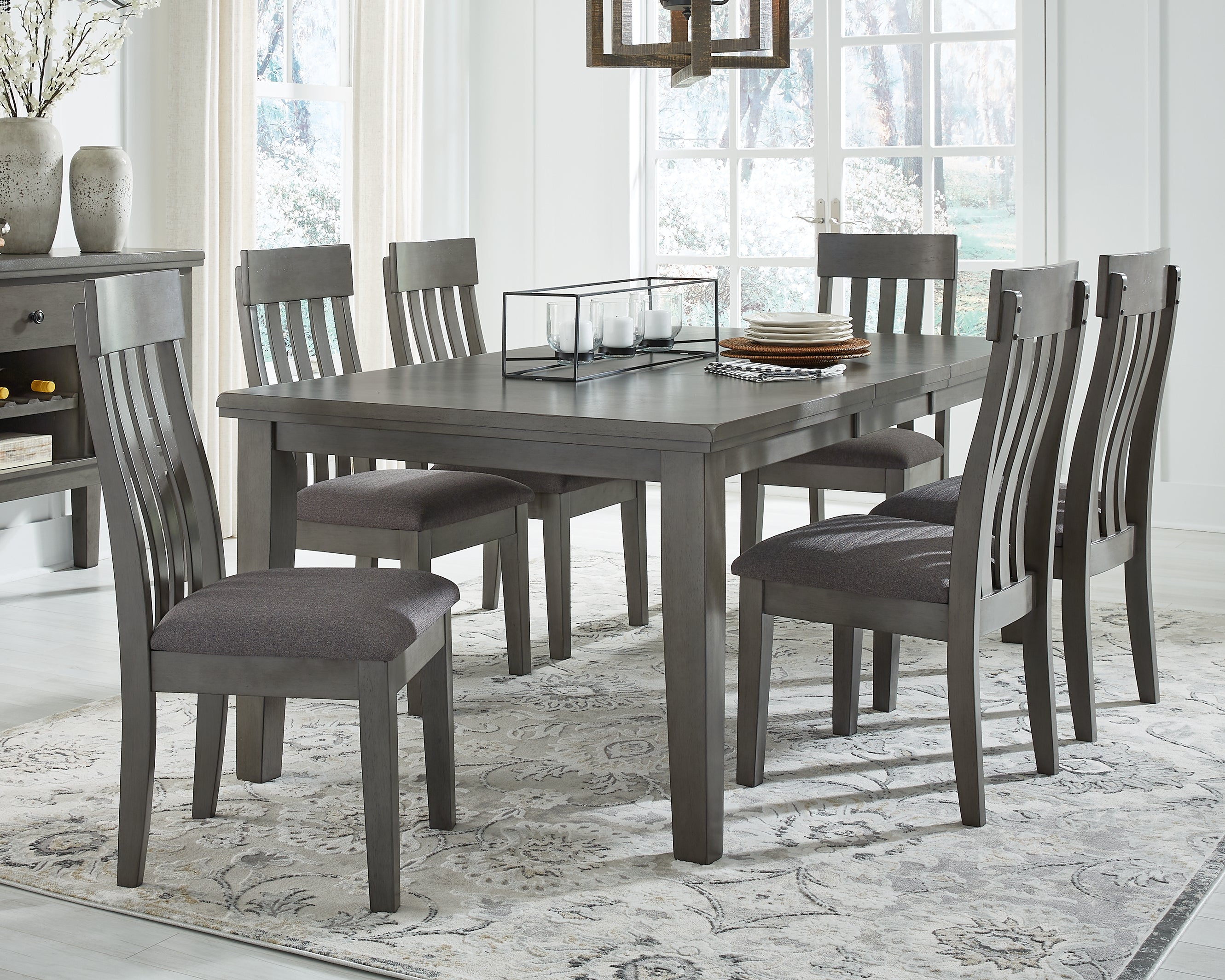Floridian Furniture - Ashley Furniture - Hallanden Dining Room - RECT DRM Butterfly EXT Table / Gray - D589-35