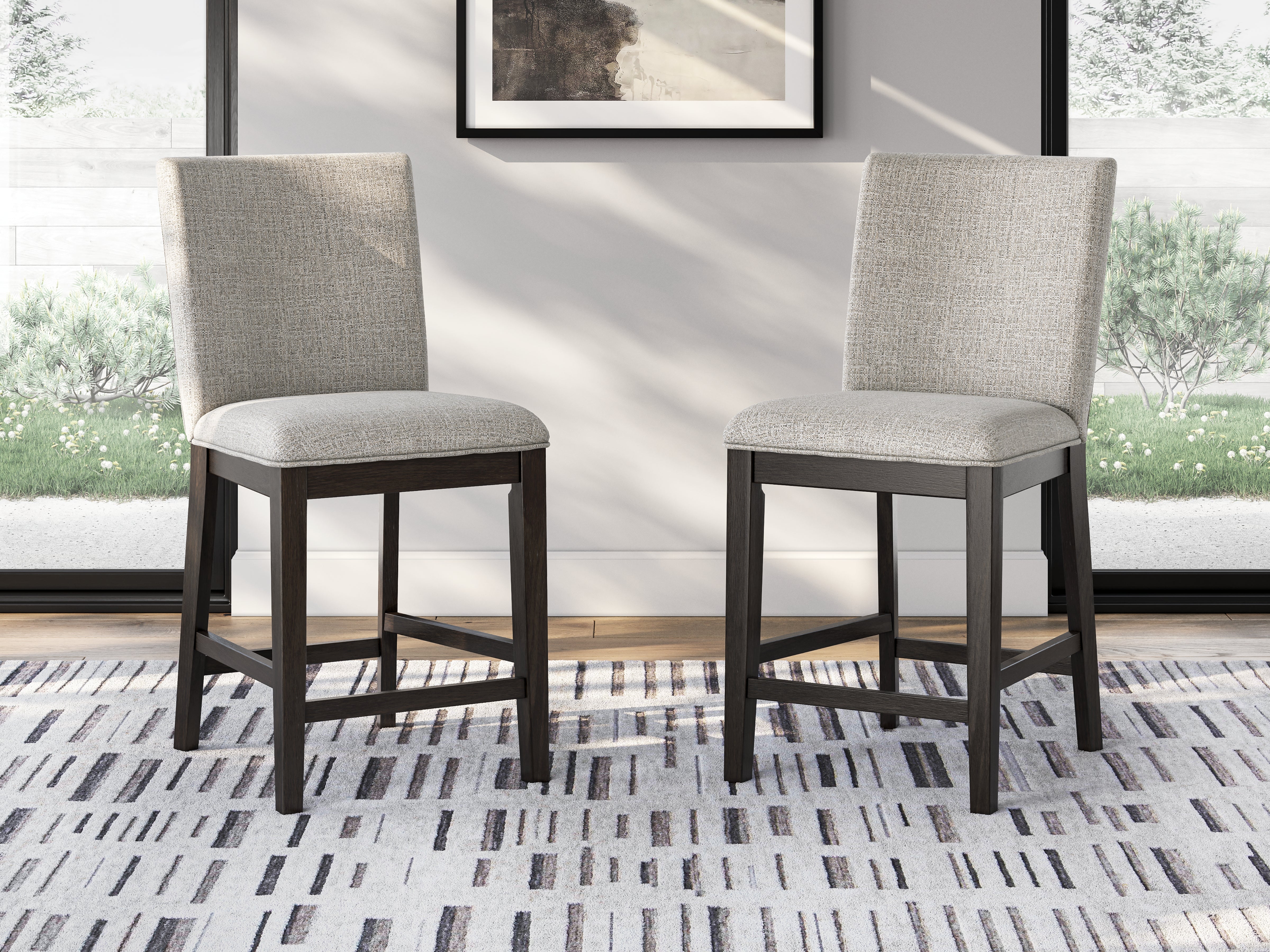 Floridian Furniture - Ashley Furniture - Neymorton Dining Room - Counter Height Barstool (Set of 2) / Dark Grayish Brown - D618-124X2