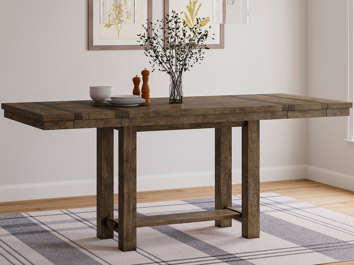 Floridian Furniture - Ashley Furniture - Moriville Dining Room - RECT DRM Counter EXT Table / Grayish Brown / 36"W x 62/86"D x 36"H - D631-32