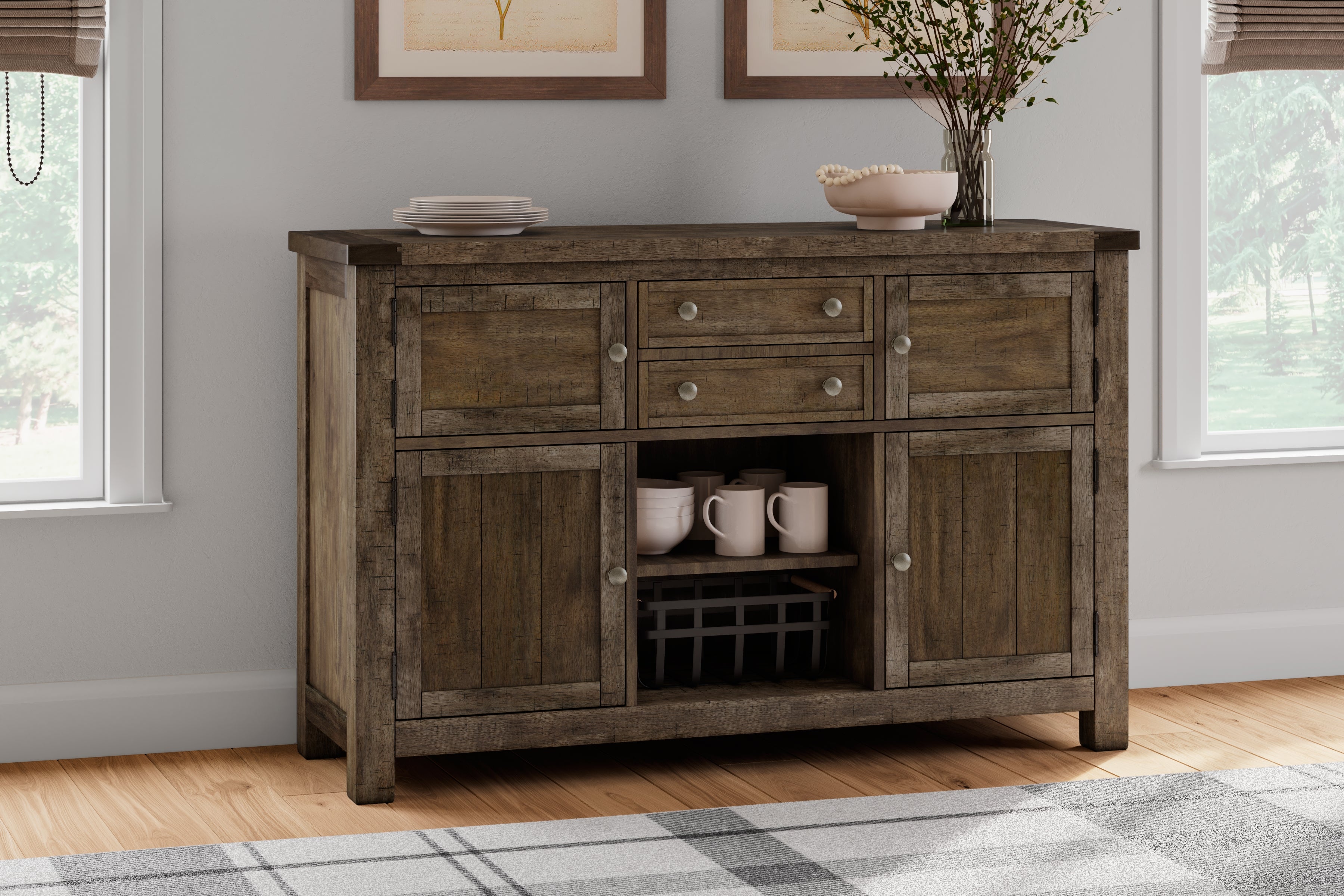 Floridian Furniture - Ashley Furniture - Moriville Dining Room - Dining Room Server / Grayish Brown / 56"W x 18"D x 36"H - D631-60