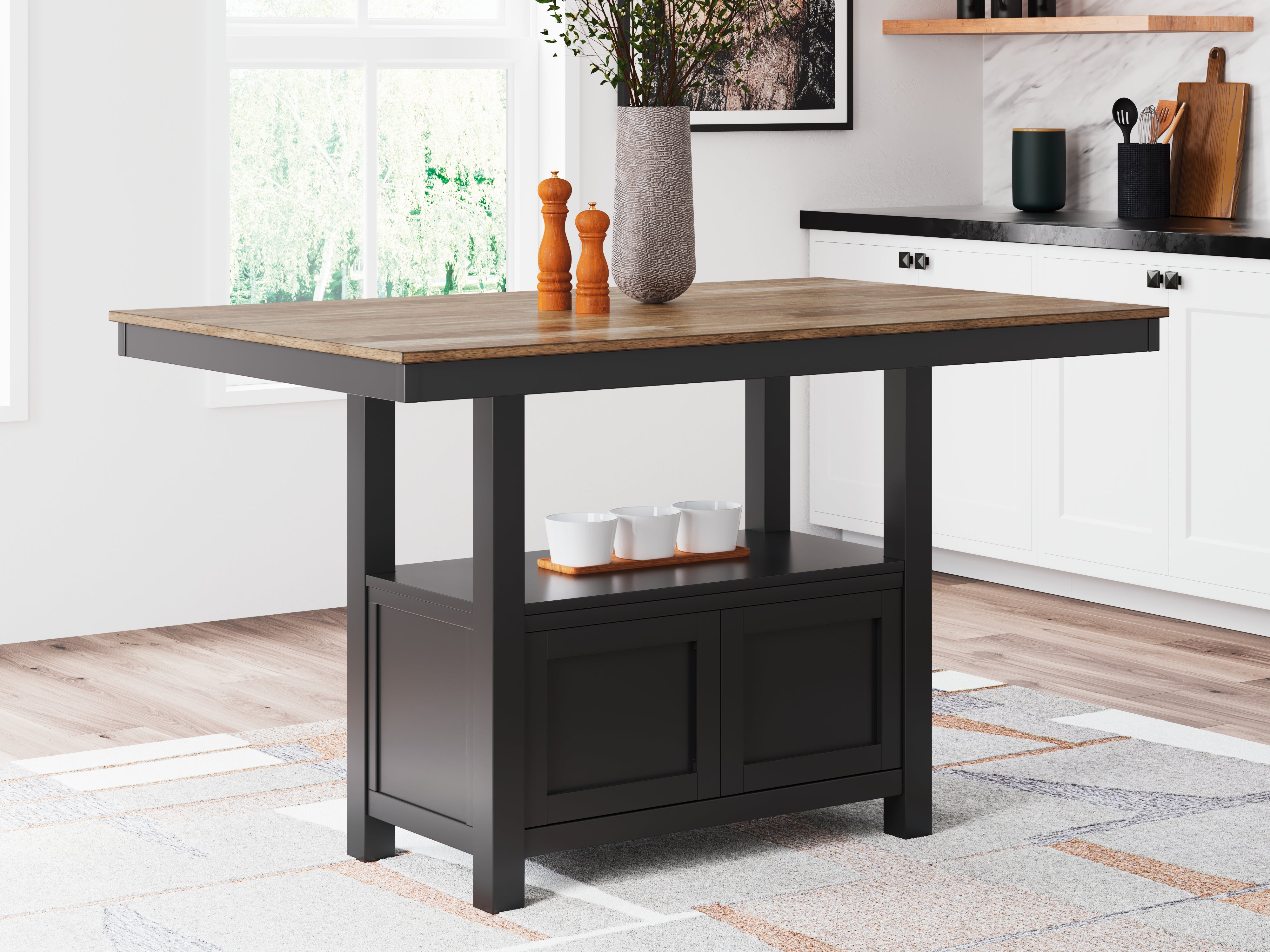 Floridian Furniture - Ashley Furniture - Wildenauer Dining Room - RECT Dining Room Counter Table / Brown/Black - D634-13