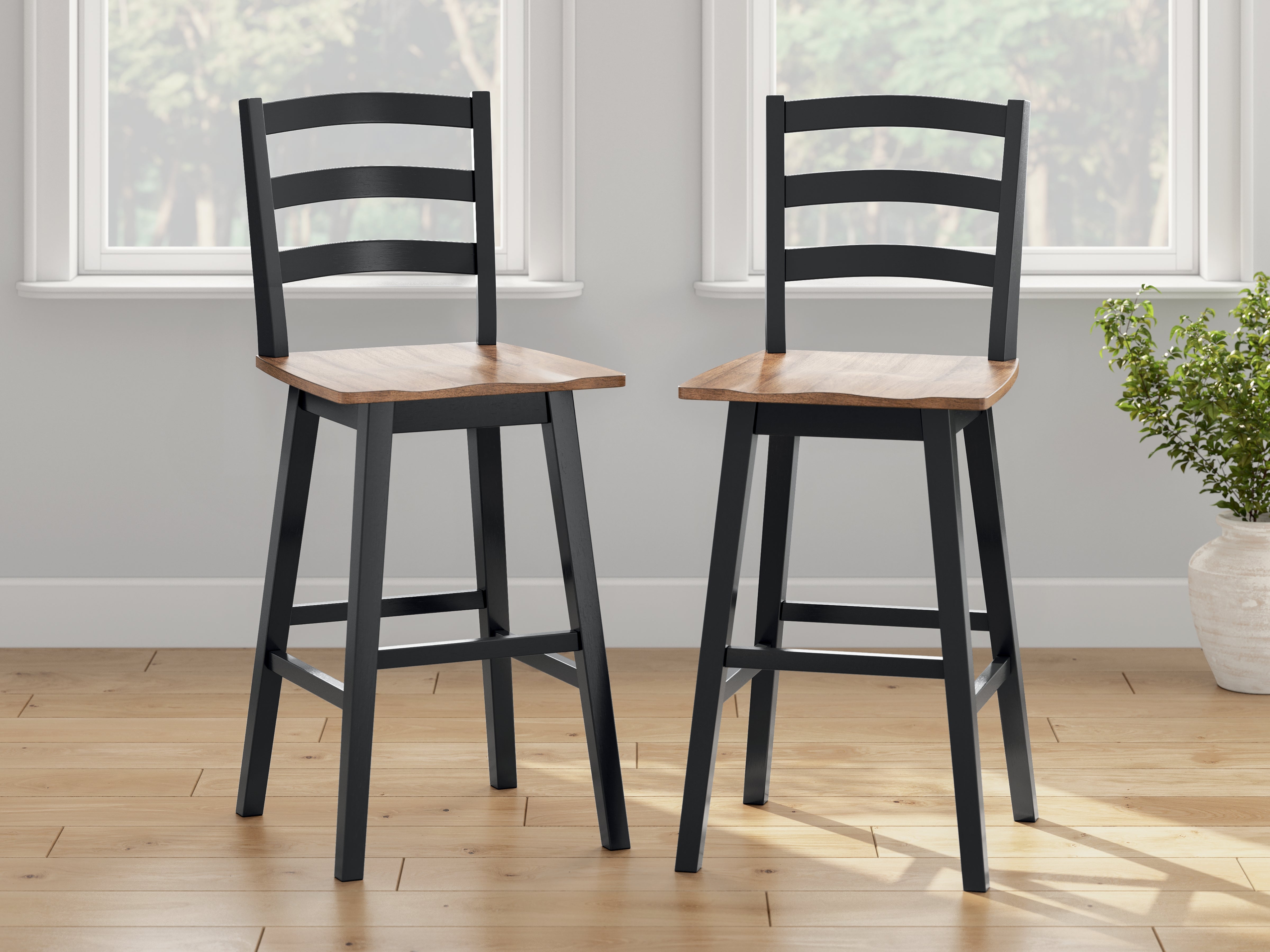 Floridian Furniture - Ashley Furniture - Wildenauer Dining Room - Bar Height Barstool (Set of 2) / Brown/Black - D634-230X2