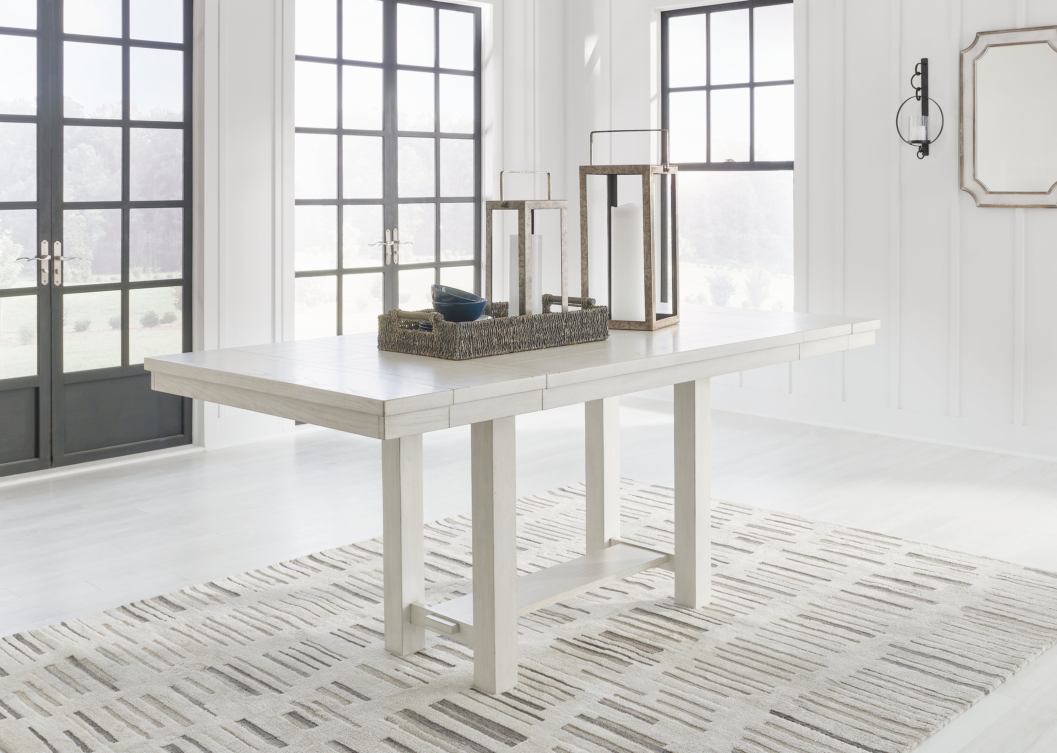 Floridian Furniture - Ashley Furniture - Robbinsdale Dining Room - RECT DRM Counter EXT Table / Antique White / 42"W x 86"D x 36"H - D642-32