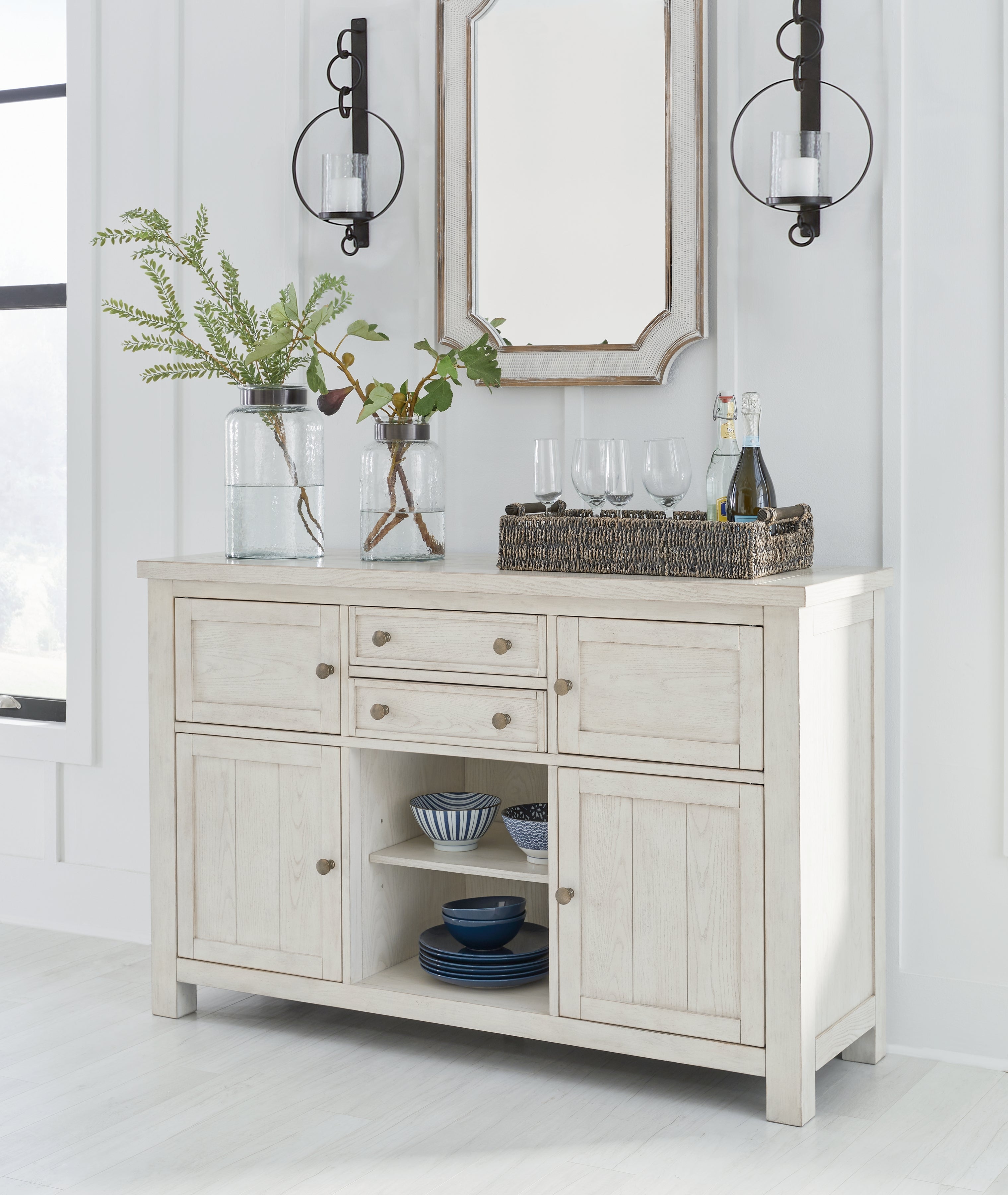 Floridian Furniture - Ashley Furniture - Robbinsdale Dining Room - Dining Room Server / Antique White / 56"W x 18"D x 36"H - D642-60