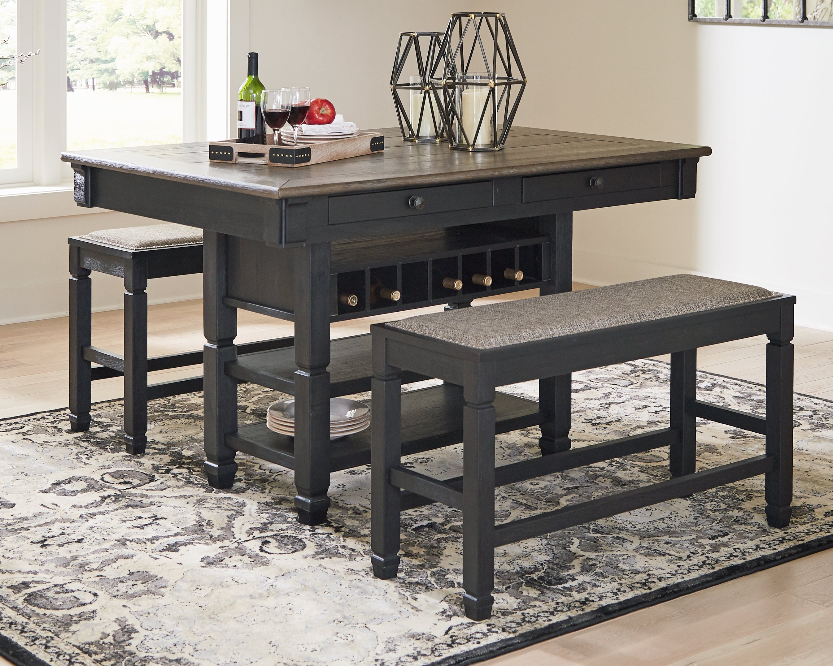 Floridian Furniture - Ashley Furniture - Tyler Creek Dining Room - RECT Dining Room Counter Table / Black/Gray - D736-32