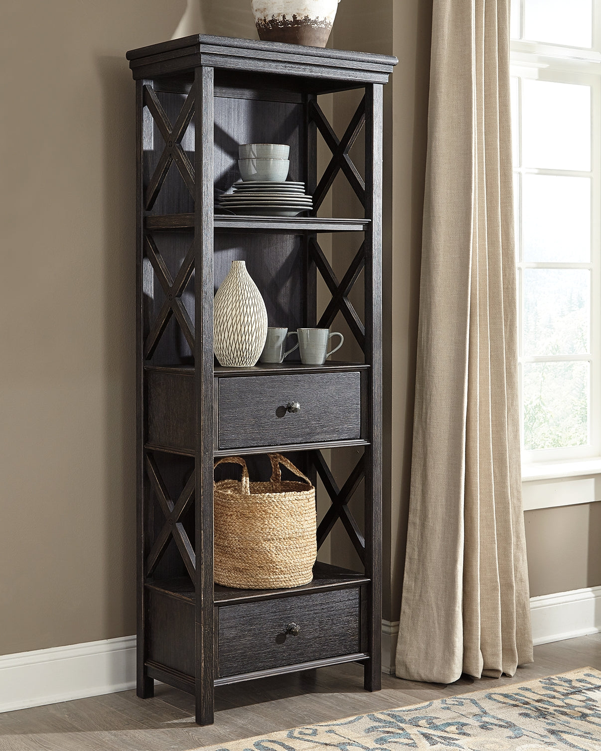 Floridian Furniture - Ashley Furniture - Tyler Creek Dining Room - Display Cabinet / Black/Gray - D736-76