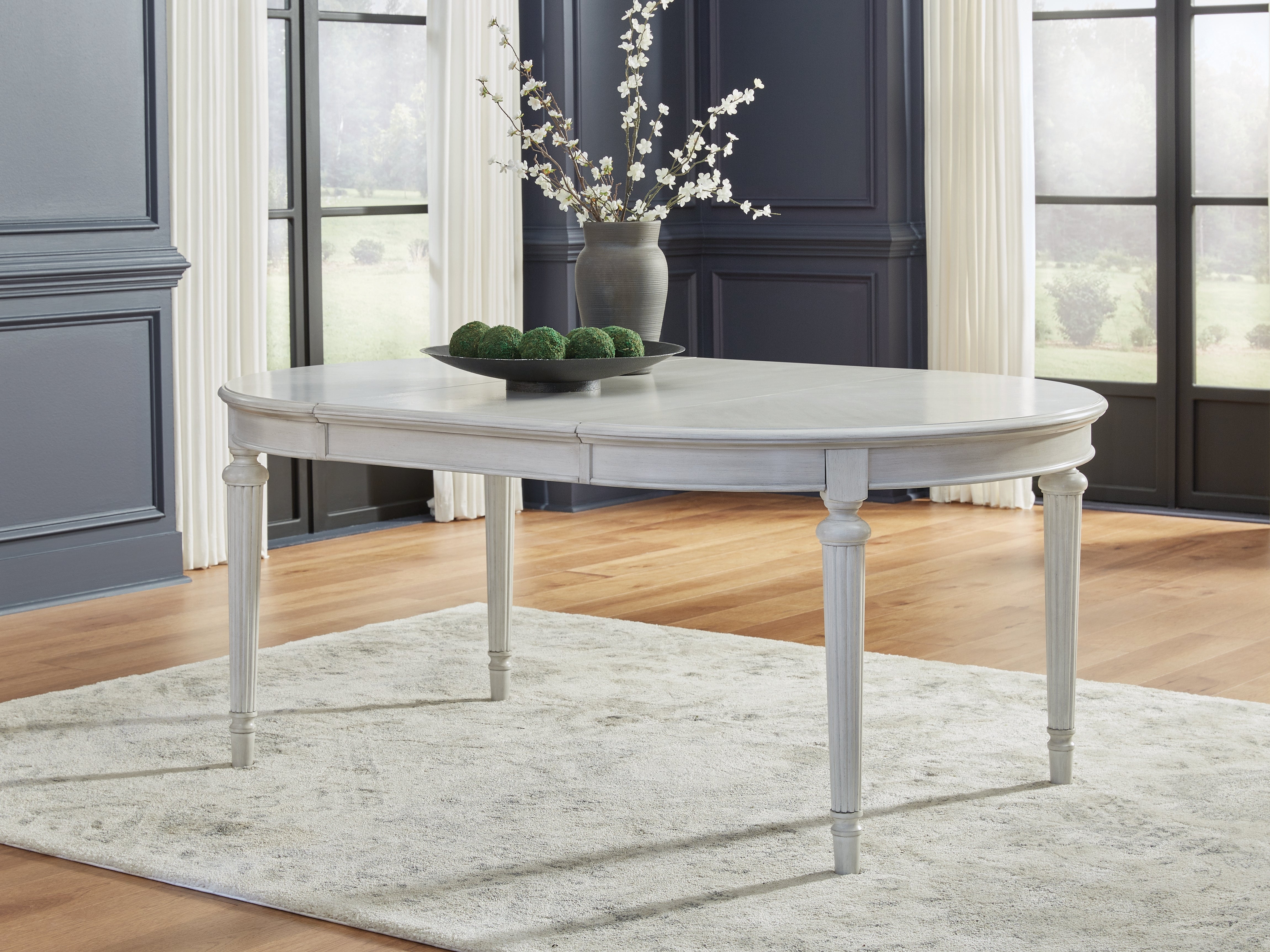 Floridian Furniture - Ashley Furniture - Montelaine Dining Room - Oval Dining Room EXT Table / Antique White - D795-35