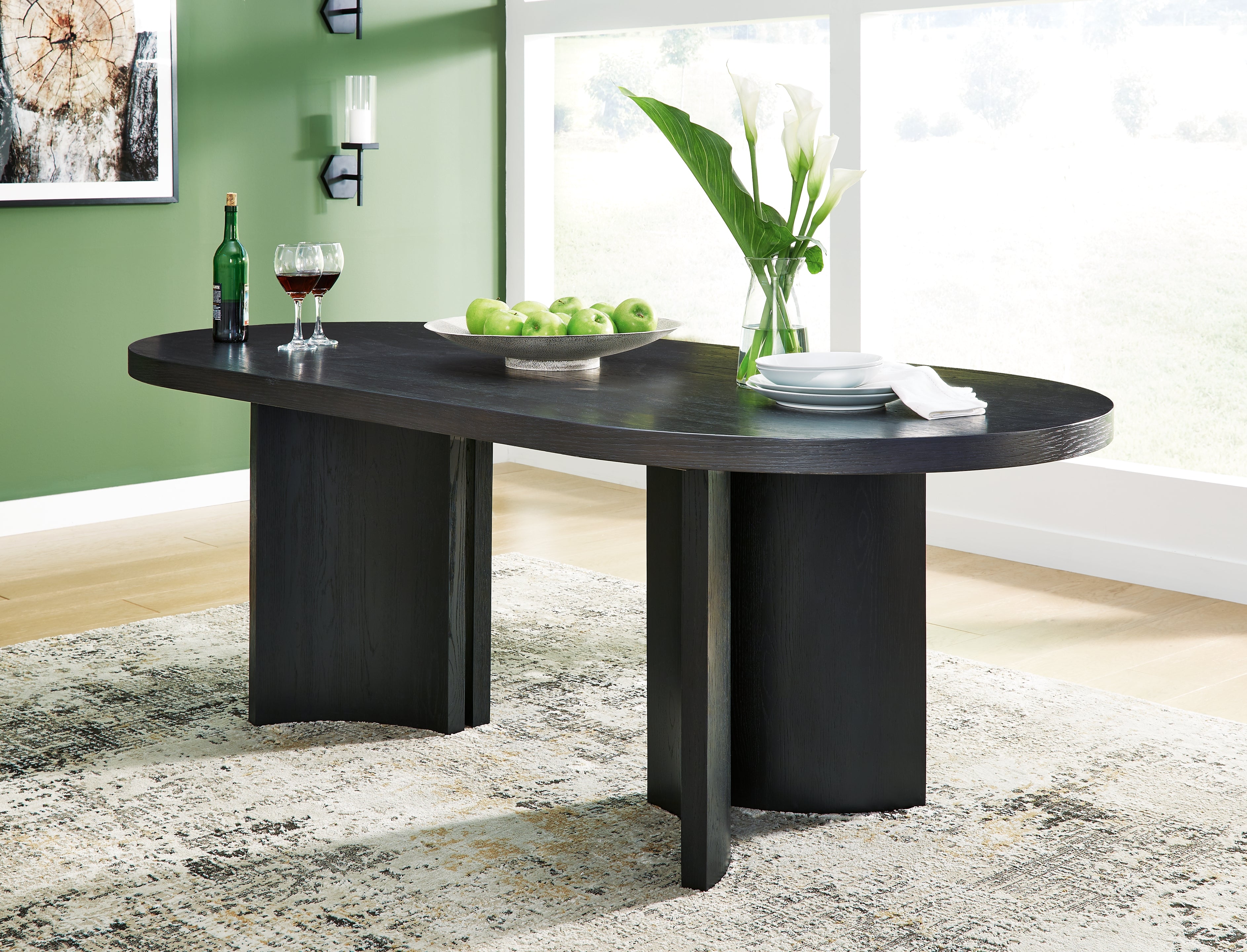 Floridian Furniture - Ashley Furniture - Rowanbeck Dining Room - Oval Dining Room Table / Black - D821-25