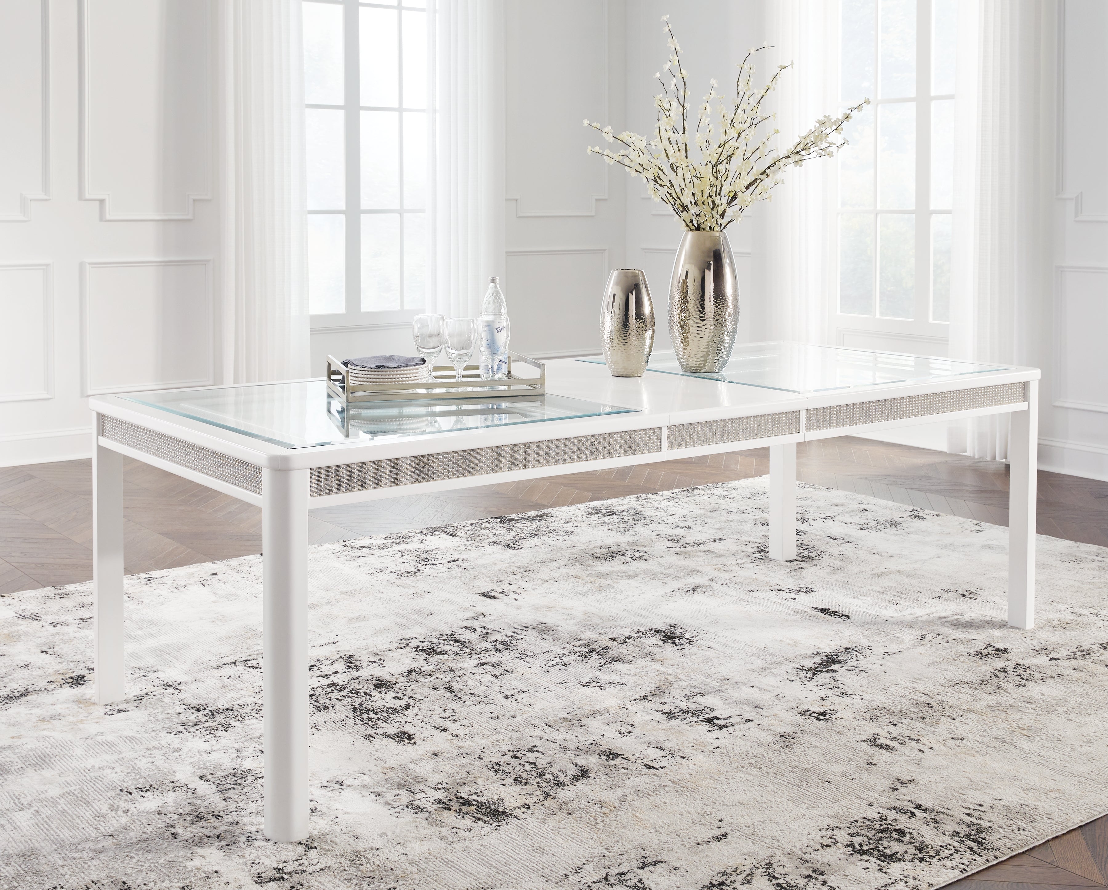 Floridian Furniture - Ashley Furniture - Chalanna Dining Room - RECT Dining Room EXT Table / White - D822-35
