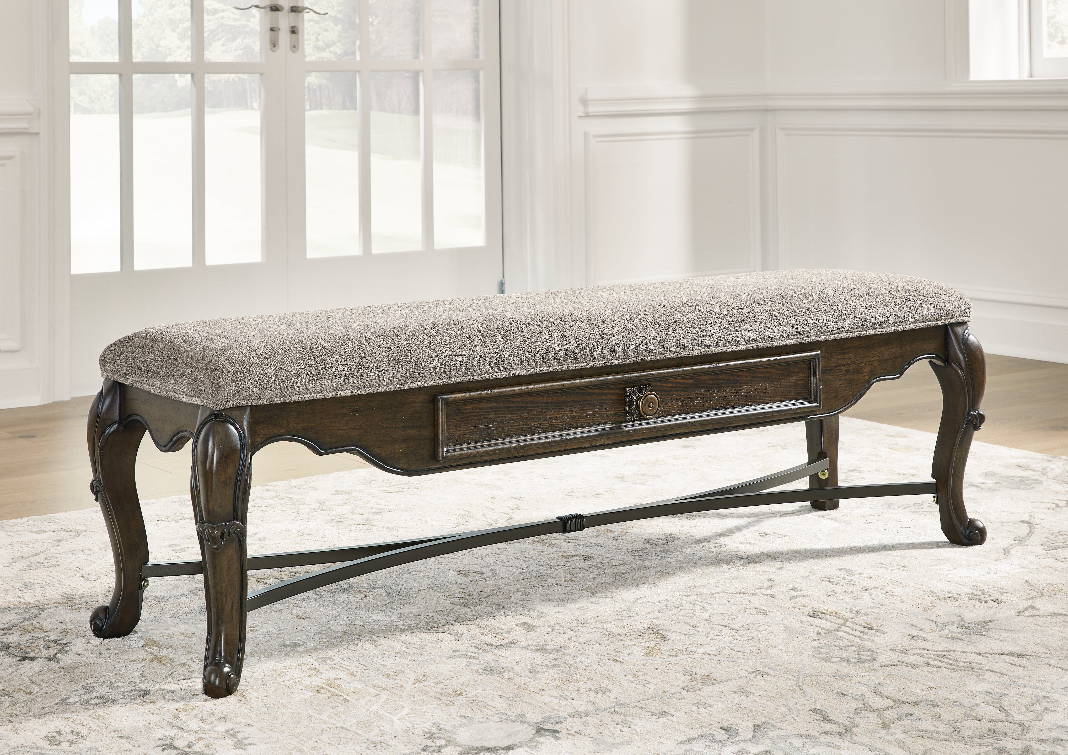 Floridian Furniture - Ashley Furniture - Maylee Dining Room - Upholstered Storage Bench / Dark Brown - D947-00