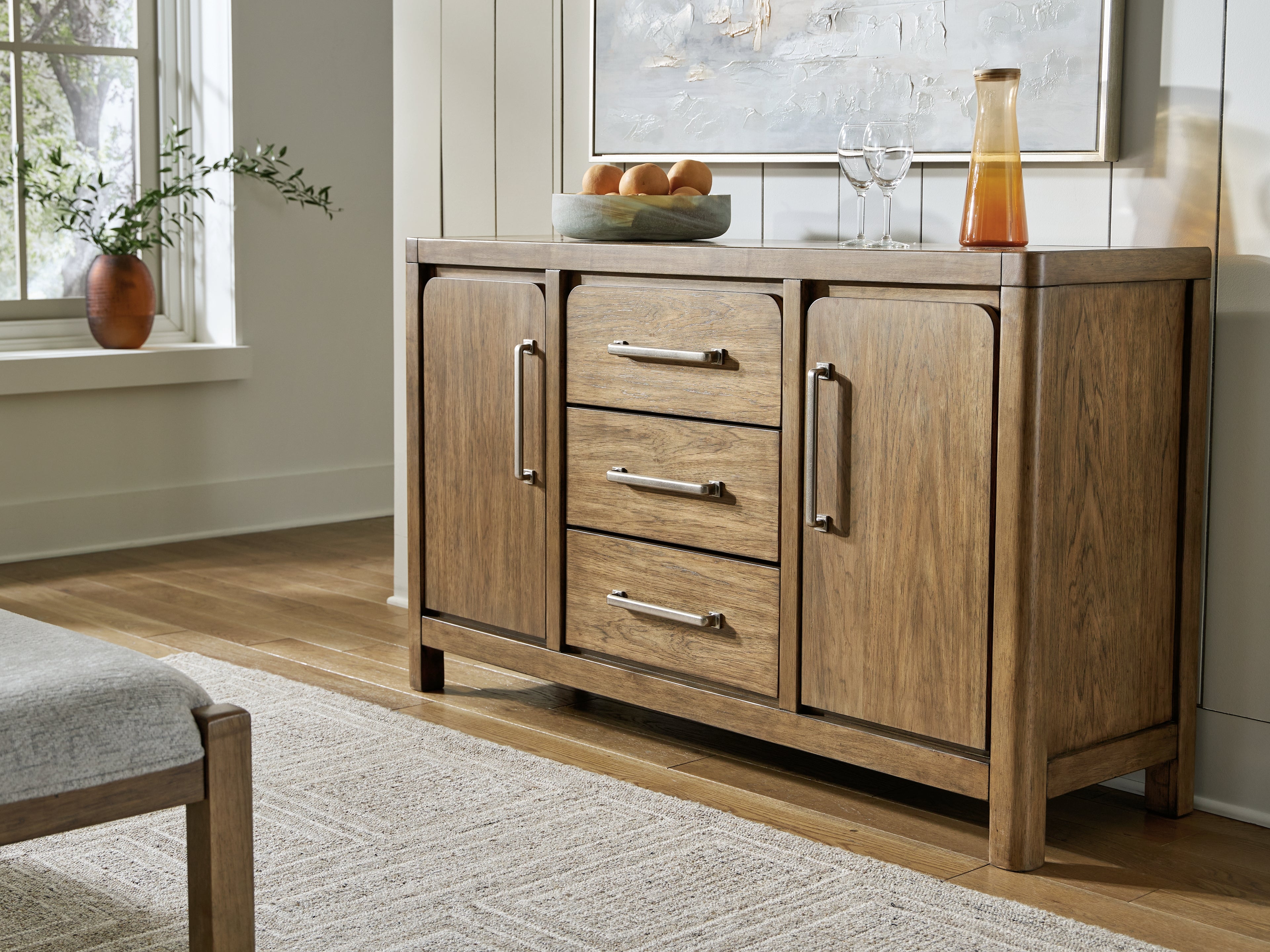 Floridian Furniture - Ashley Furniture - Cabalynn Dining Room - Dining Room Server / Light Brown / 60"W x 18"D x 36"H - D974-60