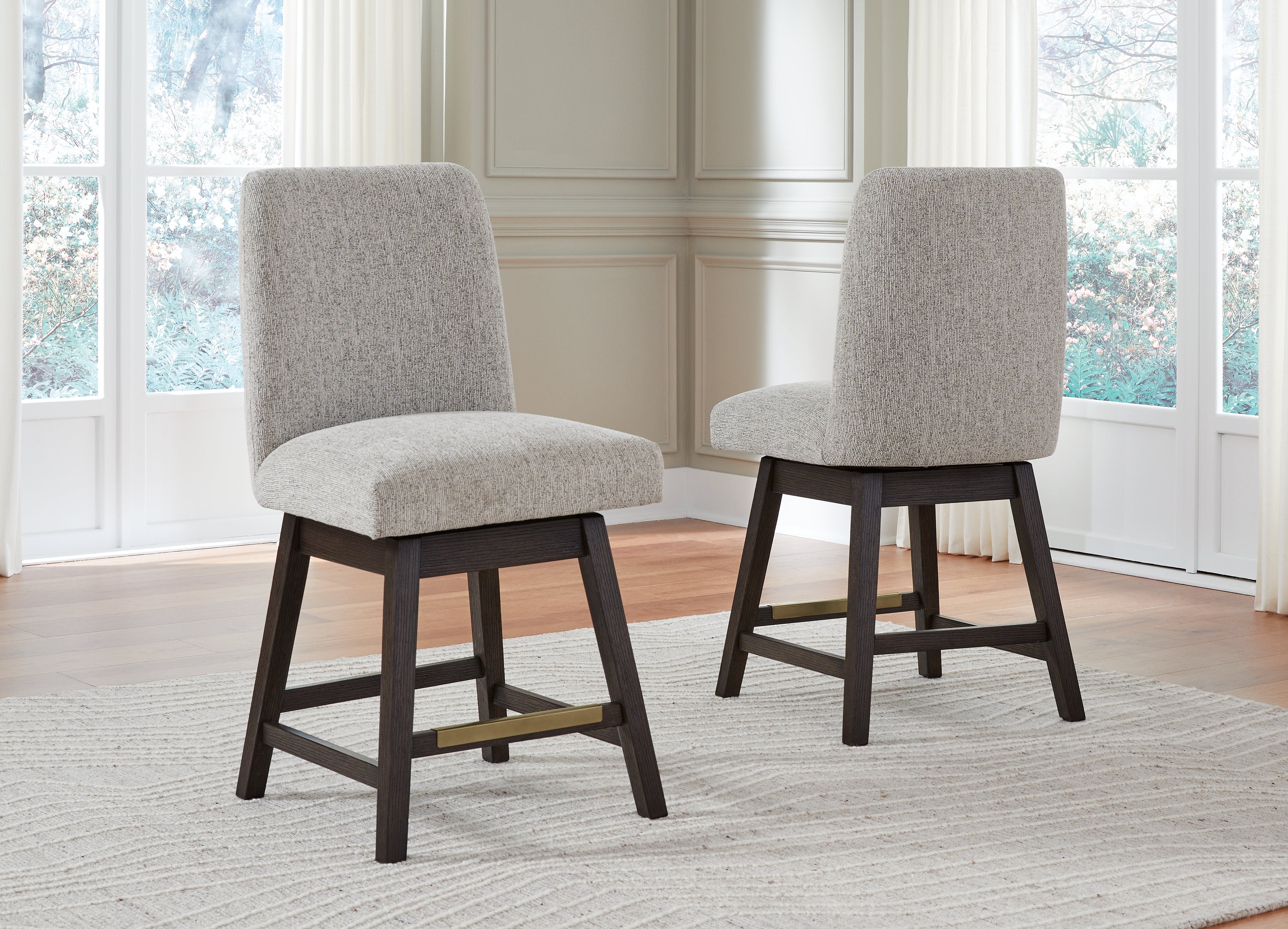 Floridian Furniture - Ashley Furniture - Burkhaus Dining Room - Counter Height Barstool (Set of 2) / Dark Brown - D984-124X2