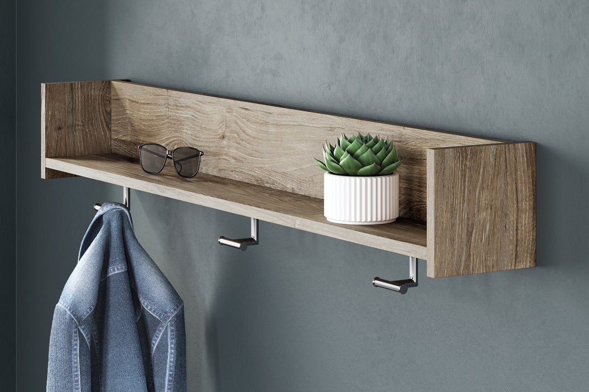 Floridian Furniture - Ashley Furniture - Oliah Wall Decor - Wall Mounted Coat Rack w/Shelf / Natural - EA2270-151