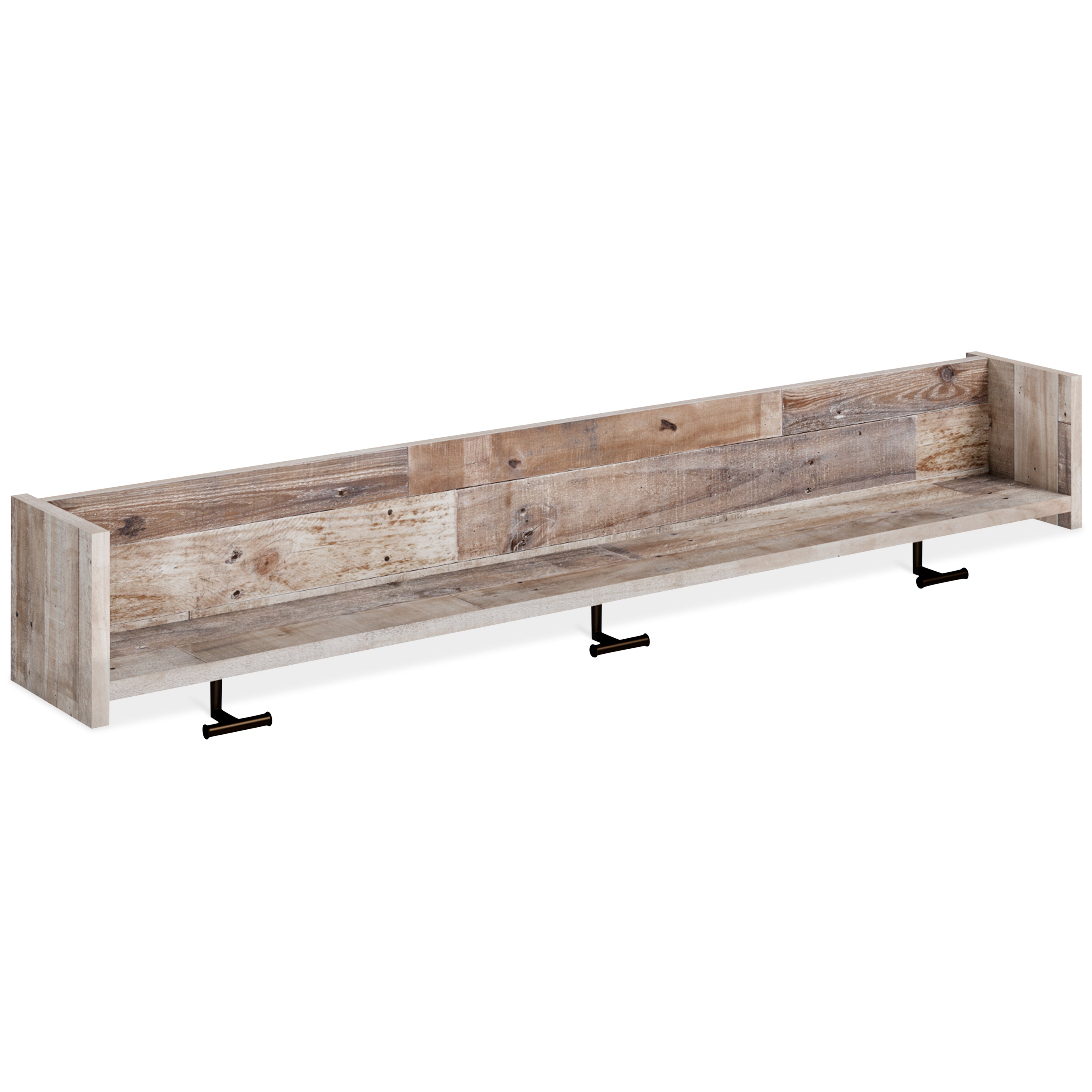 Floridian Furniture - Ashley Furniture - Neilsville Wall Decor - Wall Mounted Coat Rack w/Shelf / Whitewash - EA2320-151