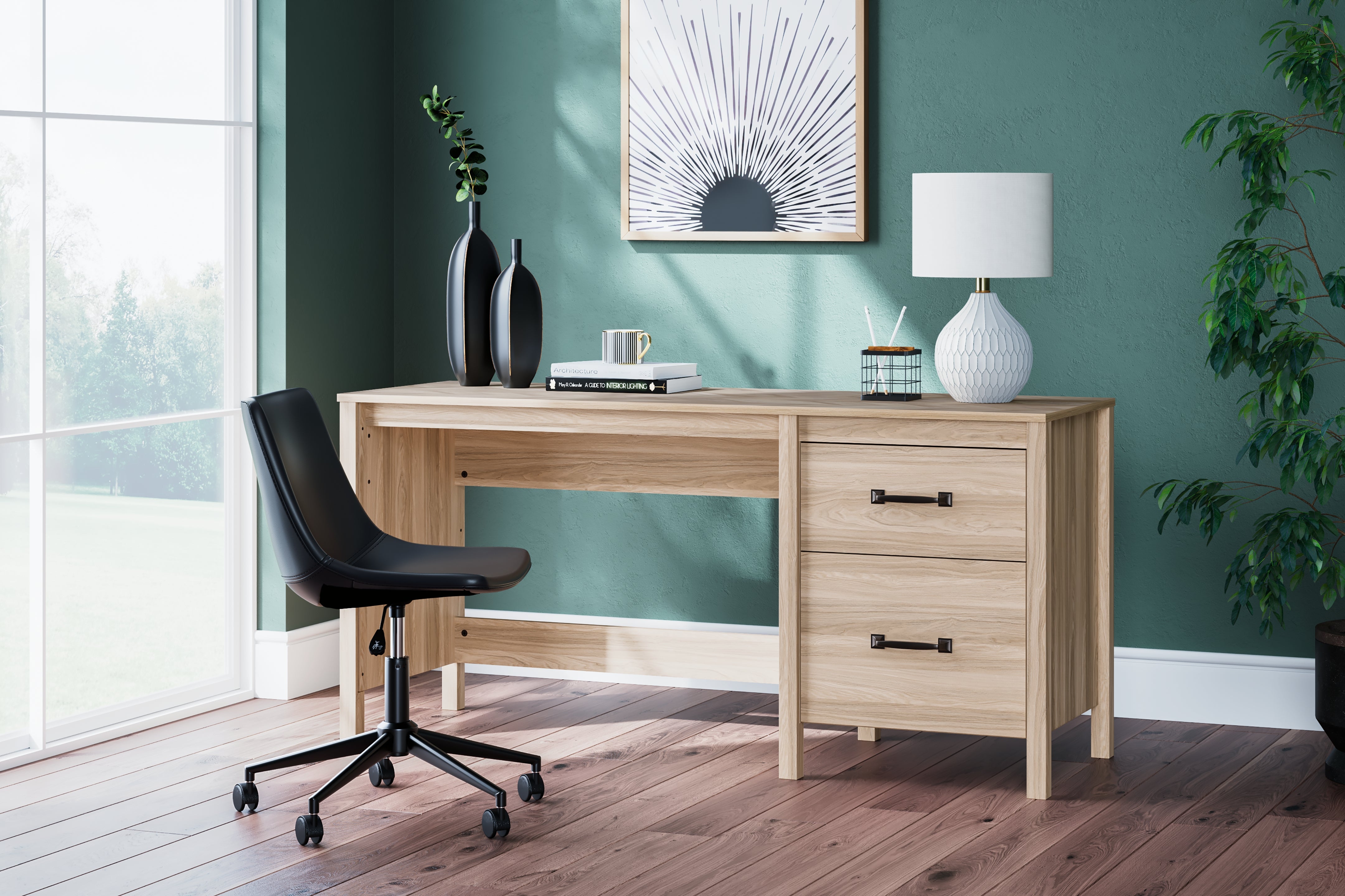 Floridian Furniture - Ashley Furniture - Battelle Office Desk - Home Office Desk / Tan - H3929-134