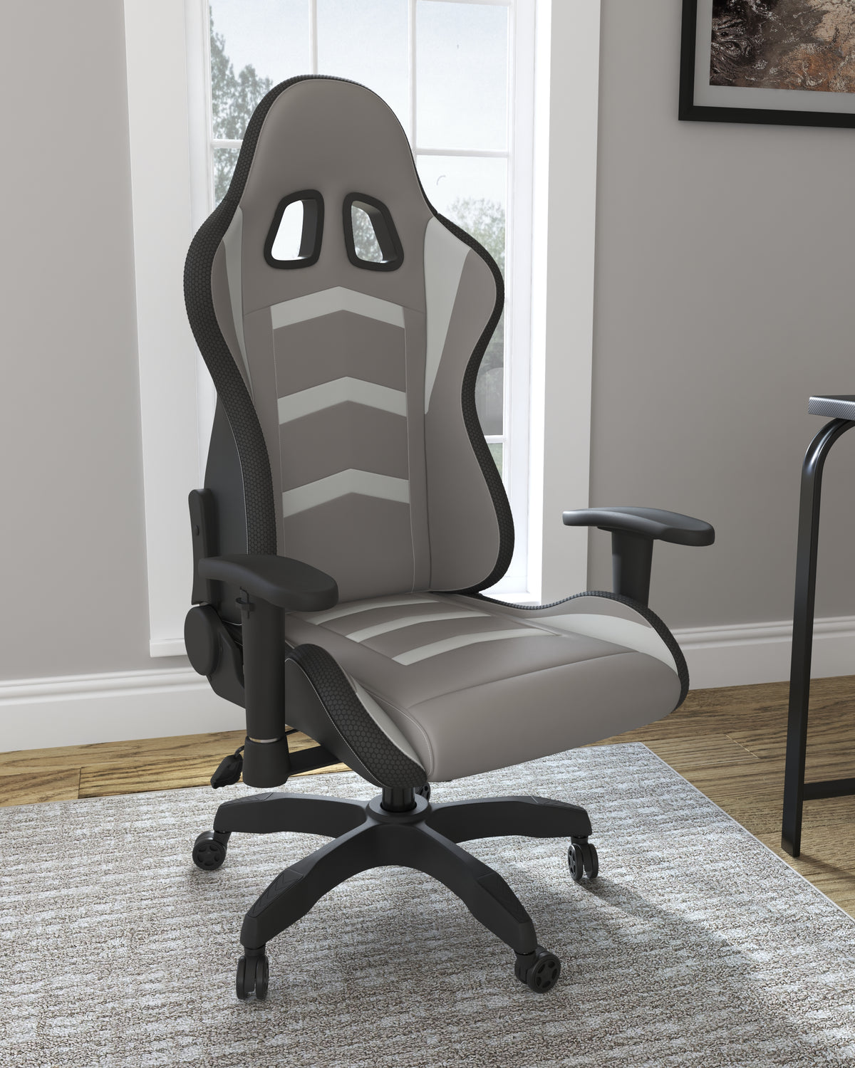 Floridian Furniture - Ashley Furniture - Lynxtyn Desk Chair - Home Office Swivel Desk Chair / White/Gray - H400-08A