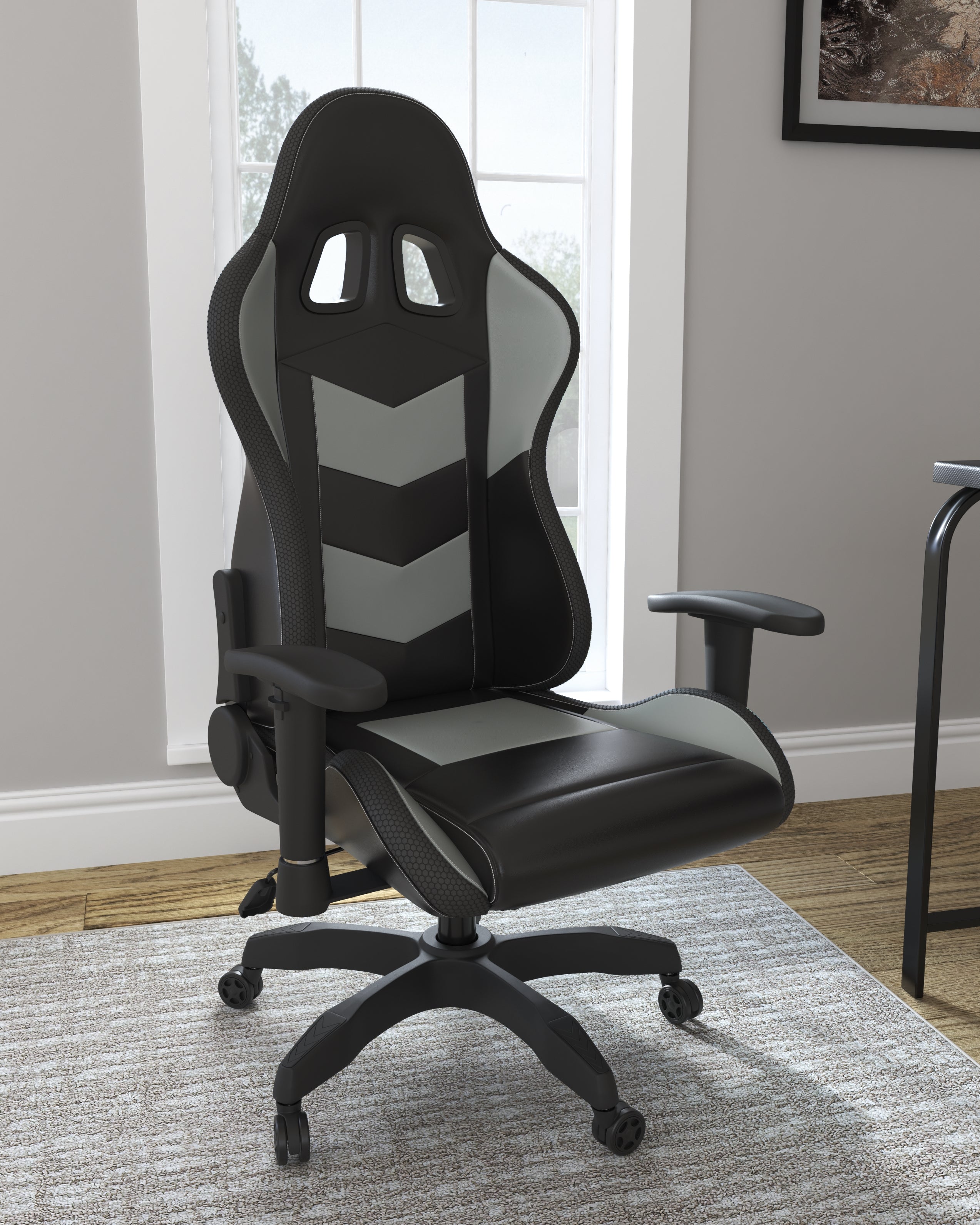 Floridian Furniture - Ashley Furniture - Lynxtyn Desk Chair - Home Office Swivel Desk Chair / Black/Gray - H400-09A
