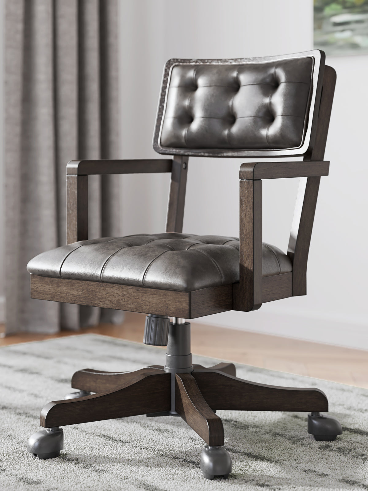 Floridian Furniture - Ashley Furniture - Breckington Desk Chair - Home Office Desk Chair (1/CN) / Dark Brown - H556-01A