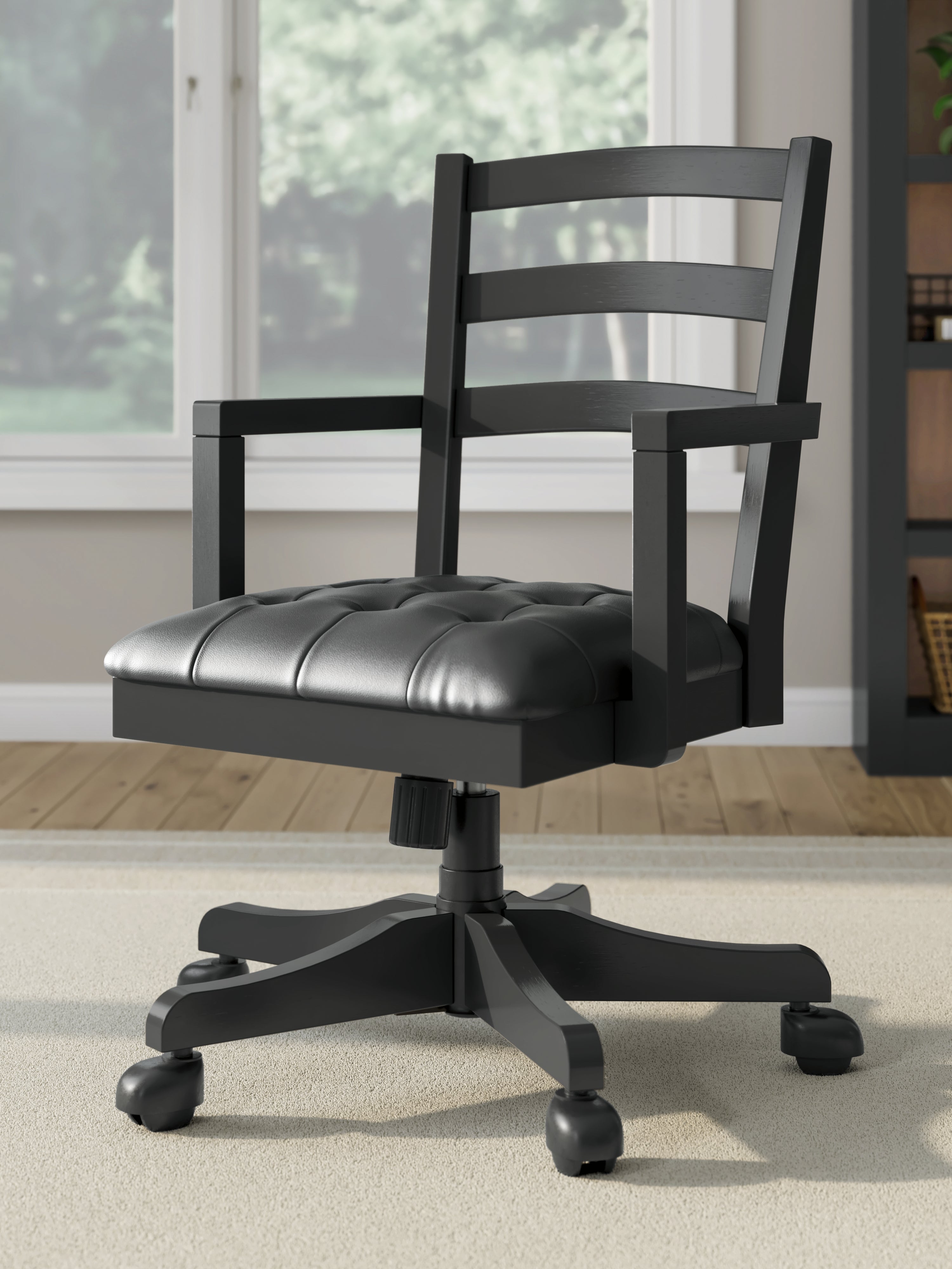 Floridian Furniture - Ashley Furniture - Wildenauer Home Office Desk Chair - Home Office Swivel Desk Chair / Black - H664-01A