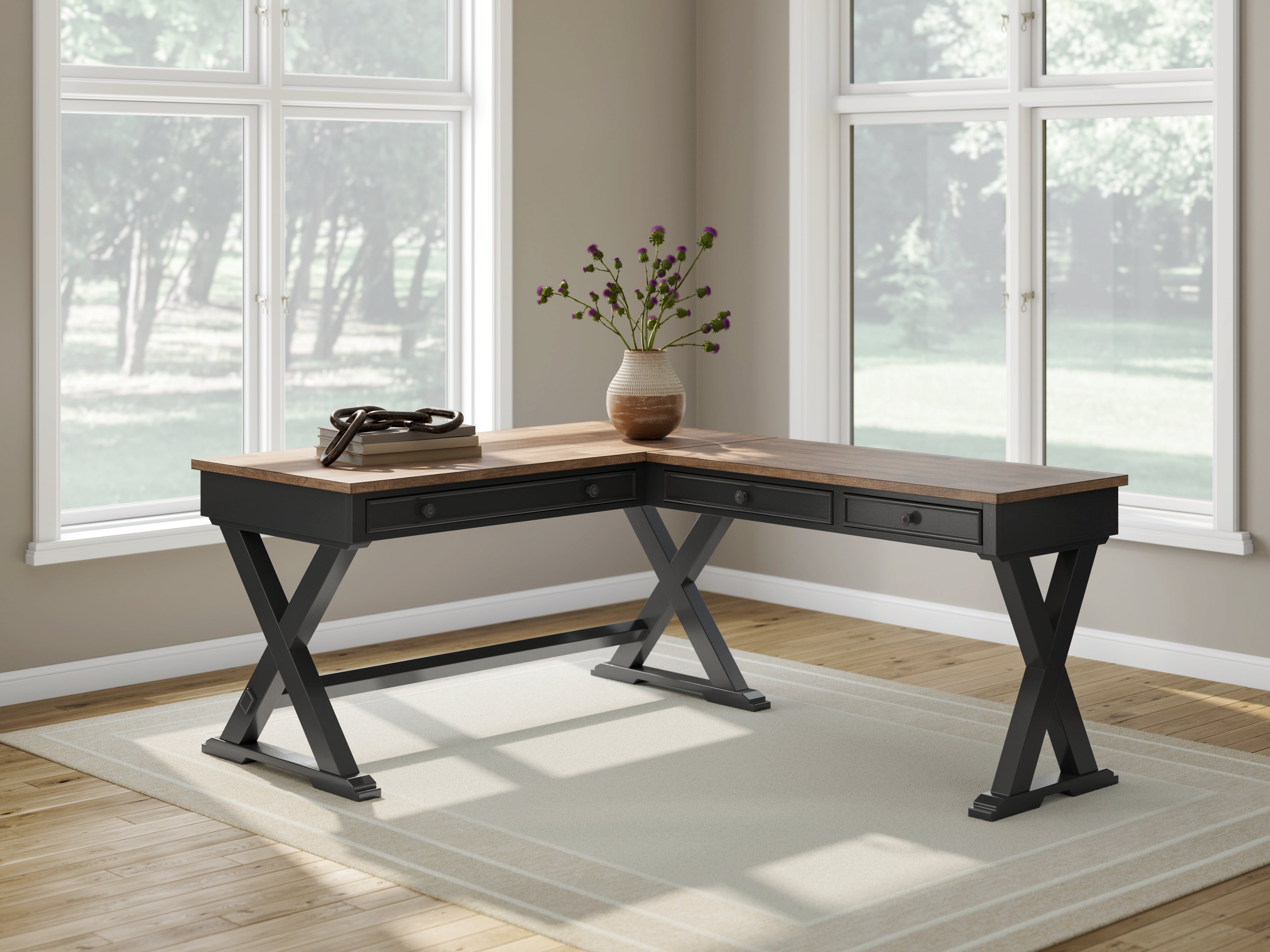Floridian Furniture - Ashley Furniture - Wildenauer Office Desk - Home Office Desk / Brown/Black - H664H2