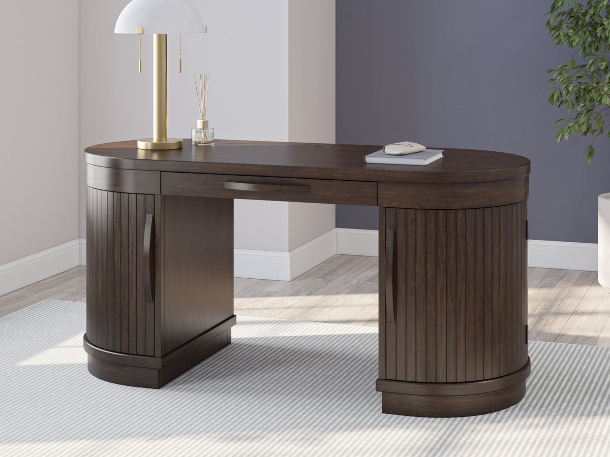 Floridian Furniture - Ashley Furniture - Korestone Office Desk - Home Office Desk / Warm Brown - H687-27