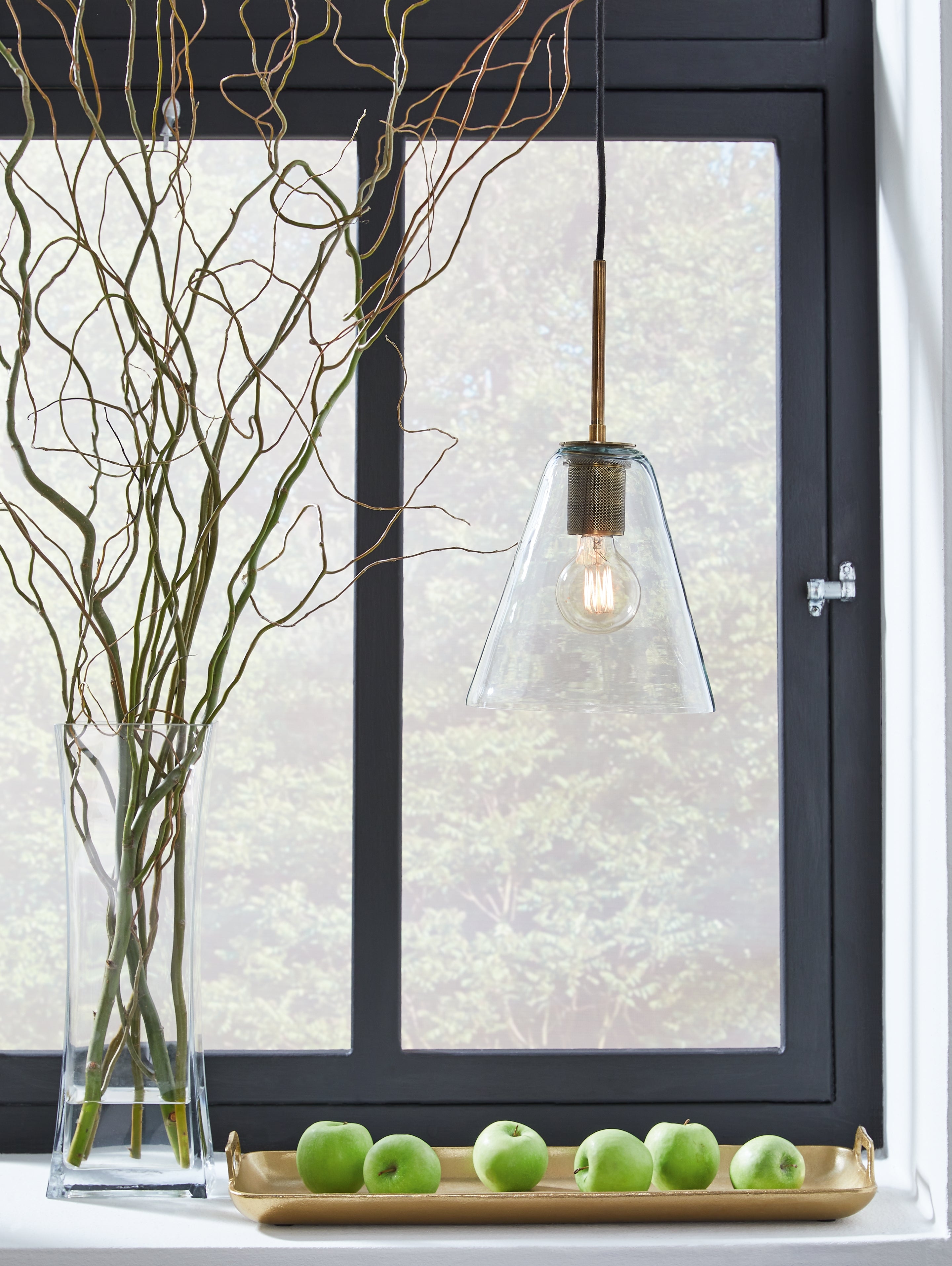 Floridian Furniture - Ashley Furniture - Collbrook Lighting - Glass Pendant Light (1/CN) / Clear/Brass - L000668