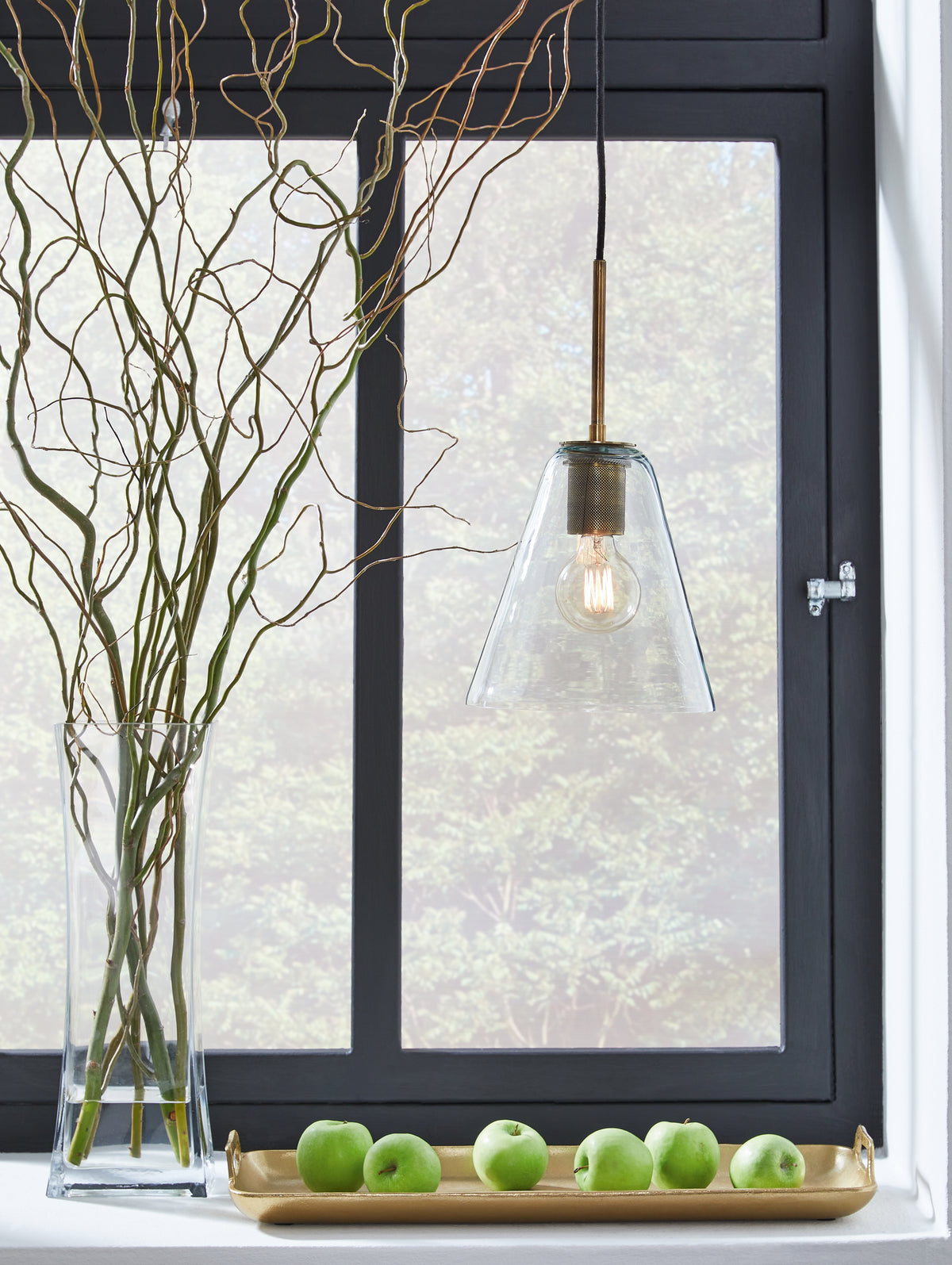 Floridian Furniture - Ashley Furniture - Collbrook Lighting - Glass Pendant Light (1/CN) / Clear/Brass - L000668