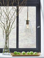 Floridian Furniture - Ashley Furniture - Collbrook Lighting - Glass Pendant Light (1/CN) / Clear/Brass - L000668