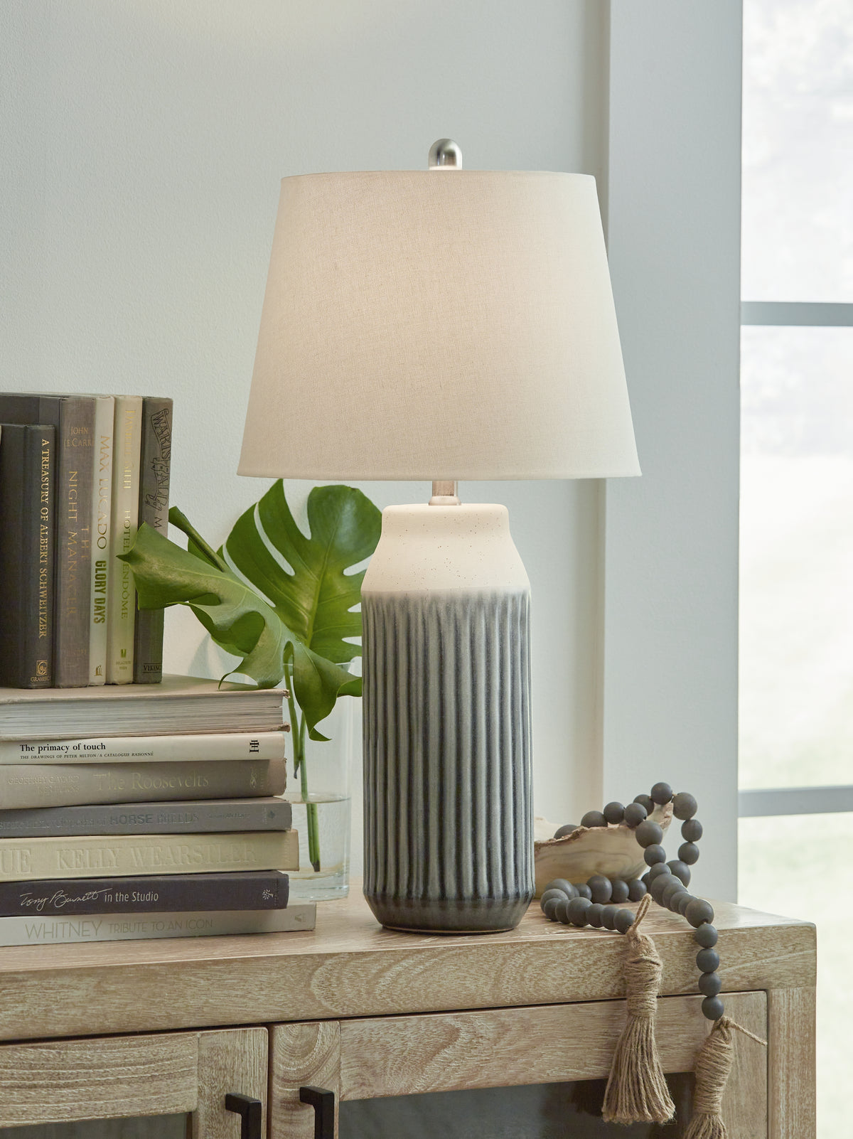 Floridian Furniture - Ashley Furniture - Afener Lighting - Ceramic Table Lamp (Set of 2) / Blue/Beige - L177984