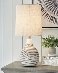 Floridian Furniture - Ashley Furniture - Aleela Lighting - Table Lamp (Set of 2) / White/Gold Finish - L204194X2