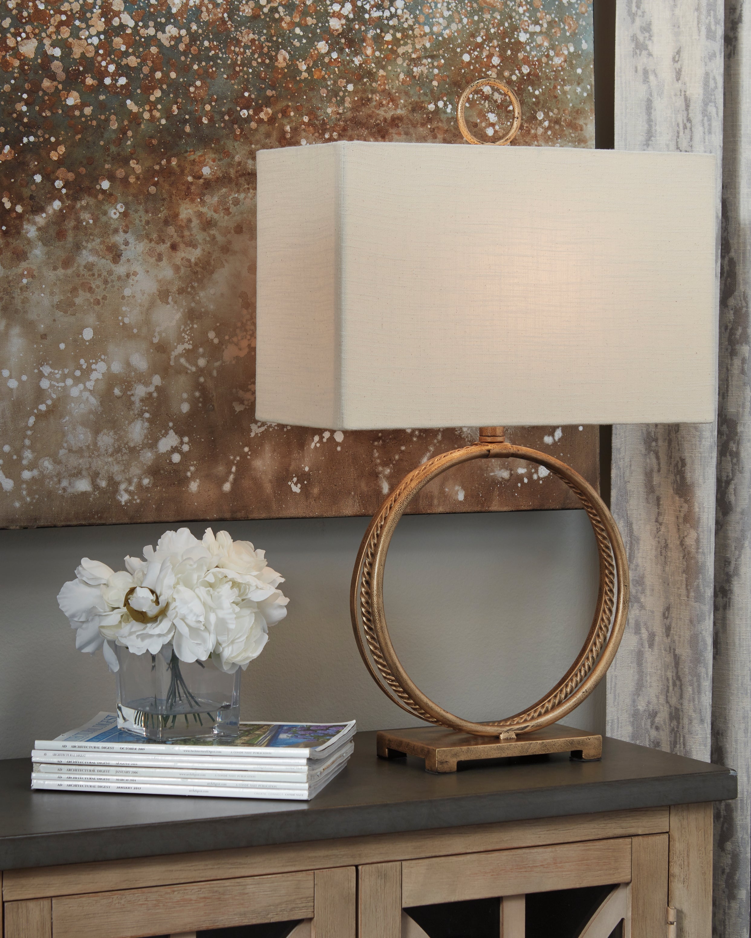 Floridian Furniture - Ashley Furniture - Mahala Lighting - Table Lamp (Set of 2) / Antique Gold Finish - L208124X2