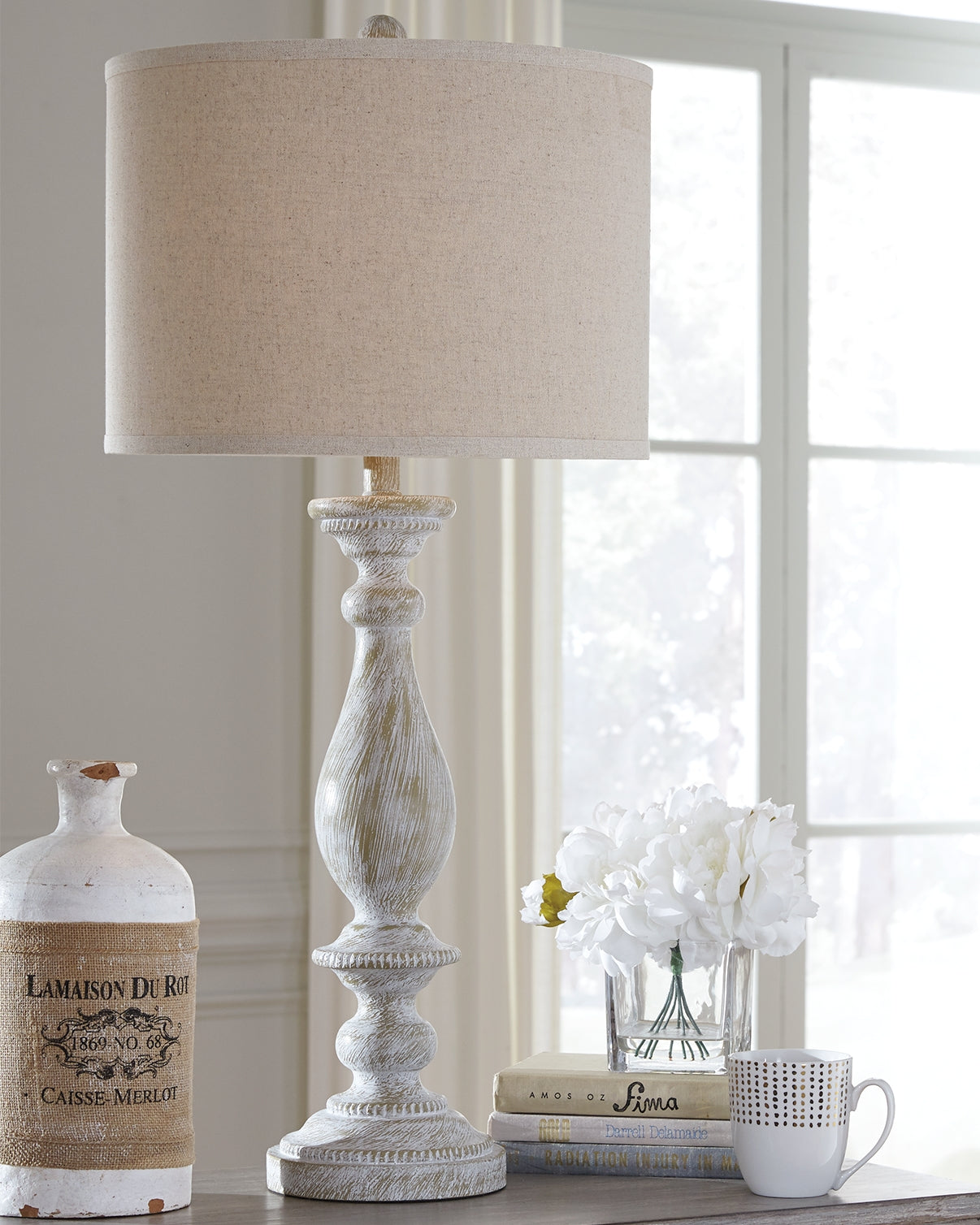 Floridian Furniture - Ashley Furniture - Bernadate Lighting - Poly Table Lamp (Set of 2) / Whitewash - L235344