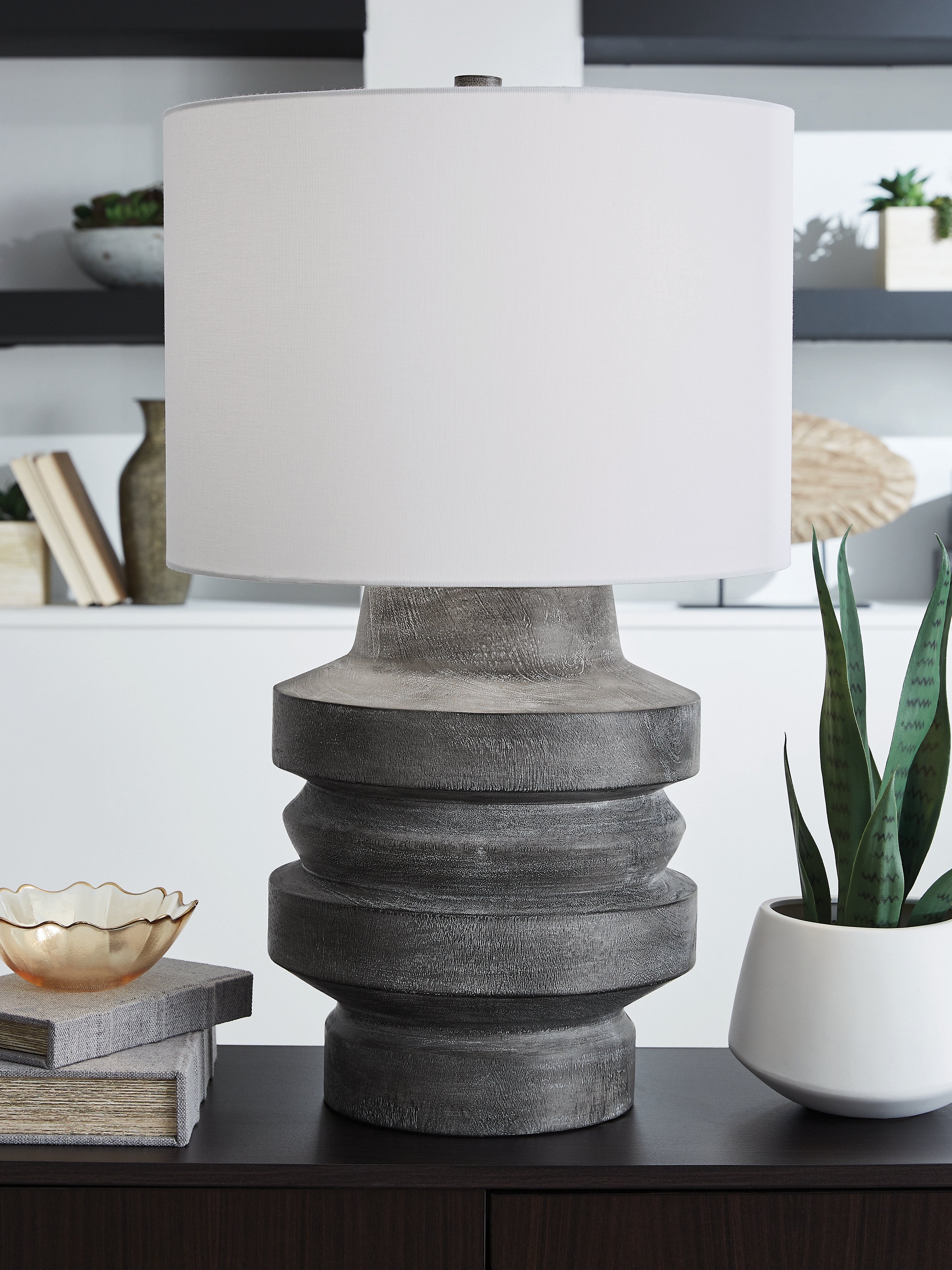 Floridian Furniture - Ashley Furniture - Wahida Lighting - Poly Table Lamp (1/CN) / Distressed Black - L235914
