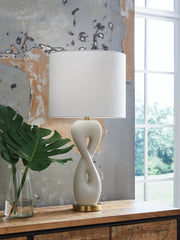 Floridian Furniture - Ashley Furniture - Judrich Lighting - Poly Table Lamp (1/CN) / White/Gold Finish - L236024