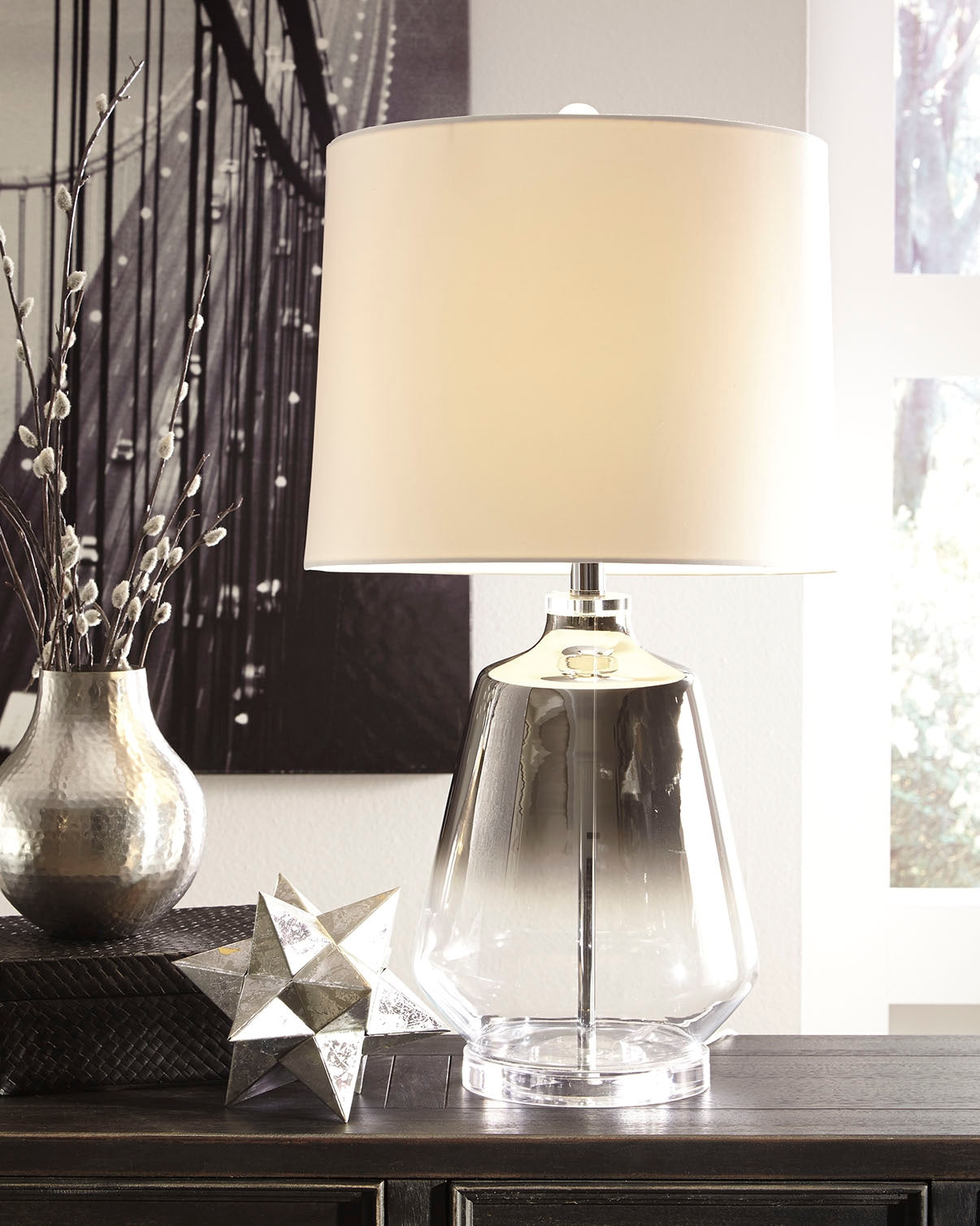 Floridian Furniture - Ashley Furniture - Jaslyn Lighting - Table Lamp (Set of 2) / Silver Finish - L430414X2
