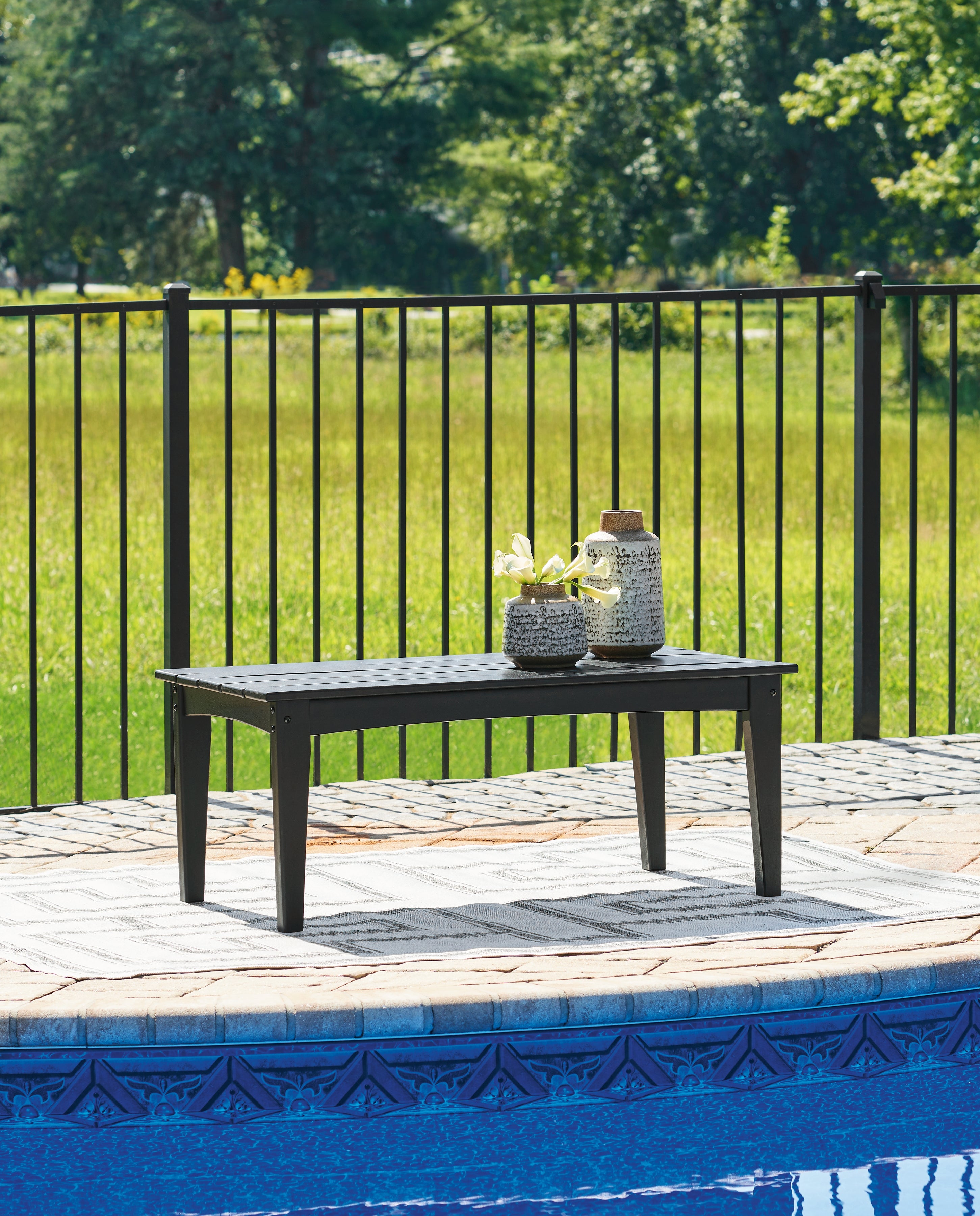 Floridian Furniture - Ashley Furniture - Hyland wave Outdoor - Rectangular Cocktail Table / Black - P108-701