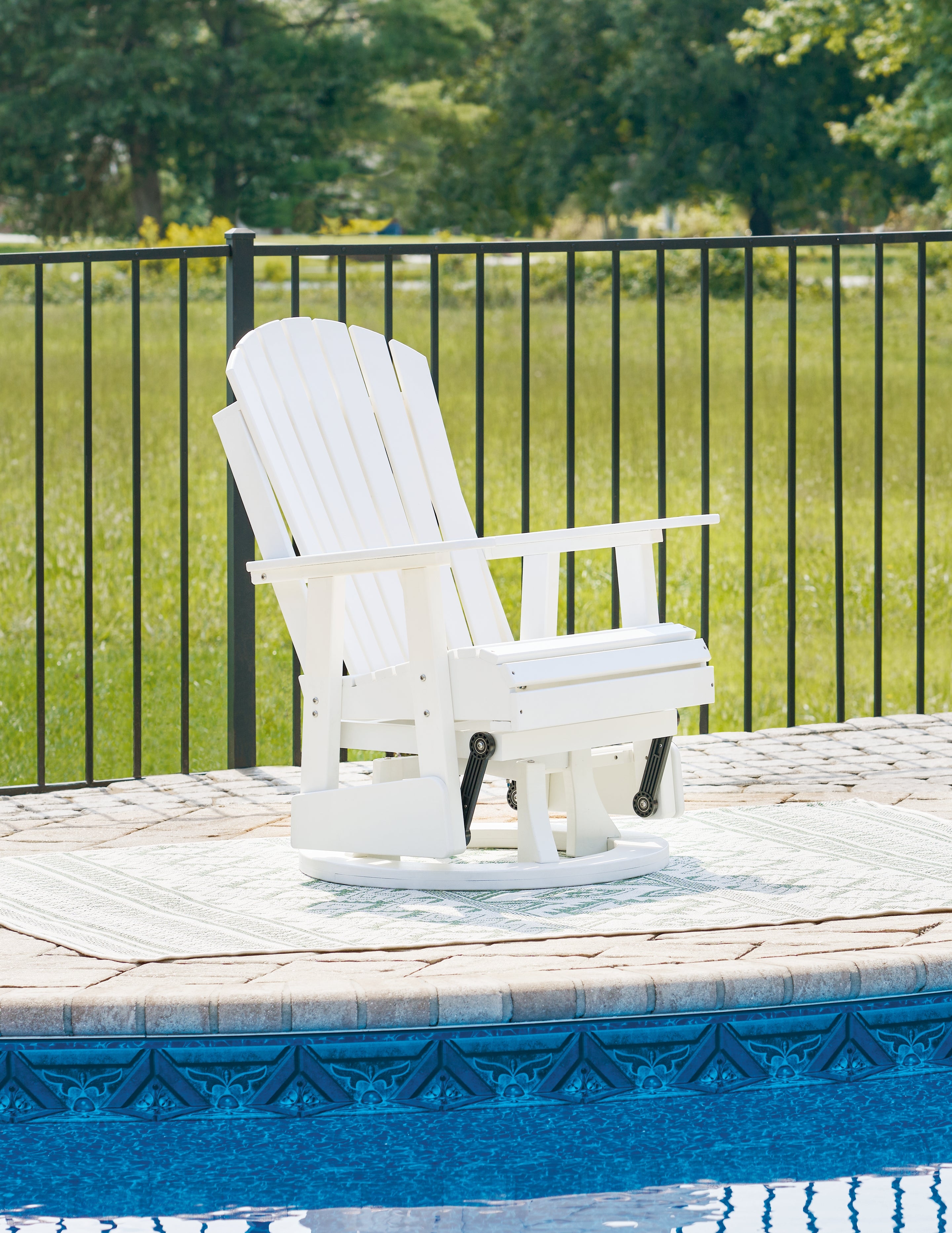 Floridian Furniture - Ashley Furniture - Hyland wave Outdoor - Swivel Glider Chair / White - P111-820