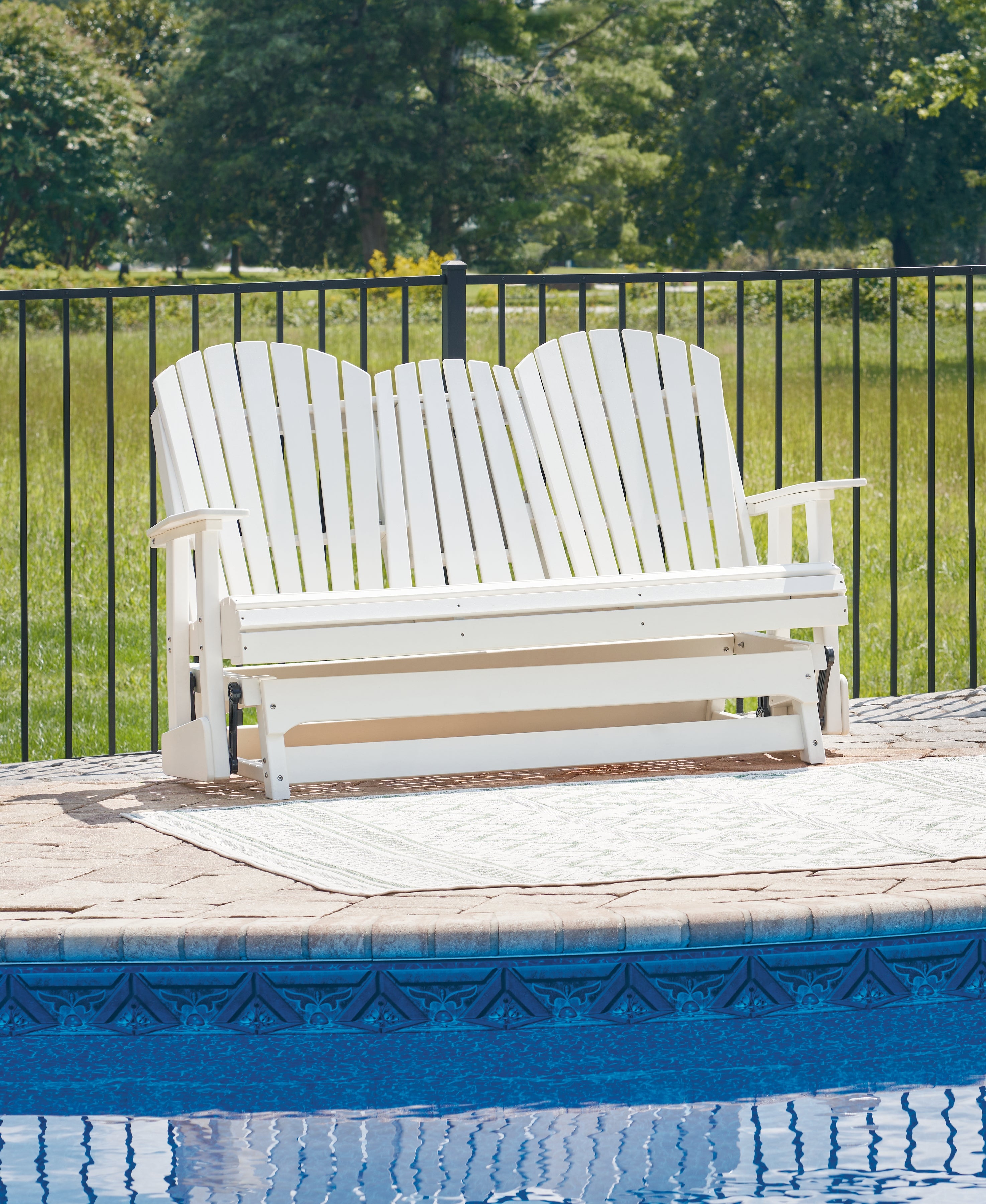 Floridian Furniture - Ashley Furniture - Hyland wave Outdoor - Glider Loveseat / White - P111-835