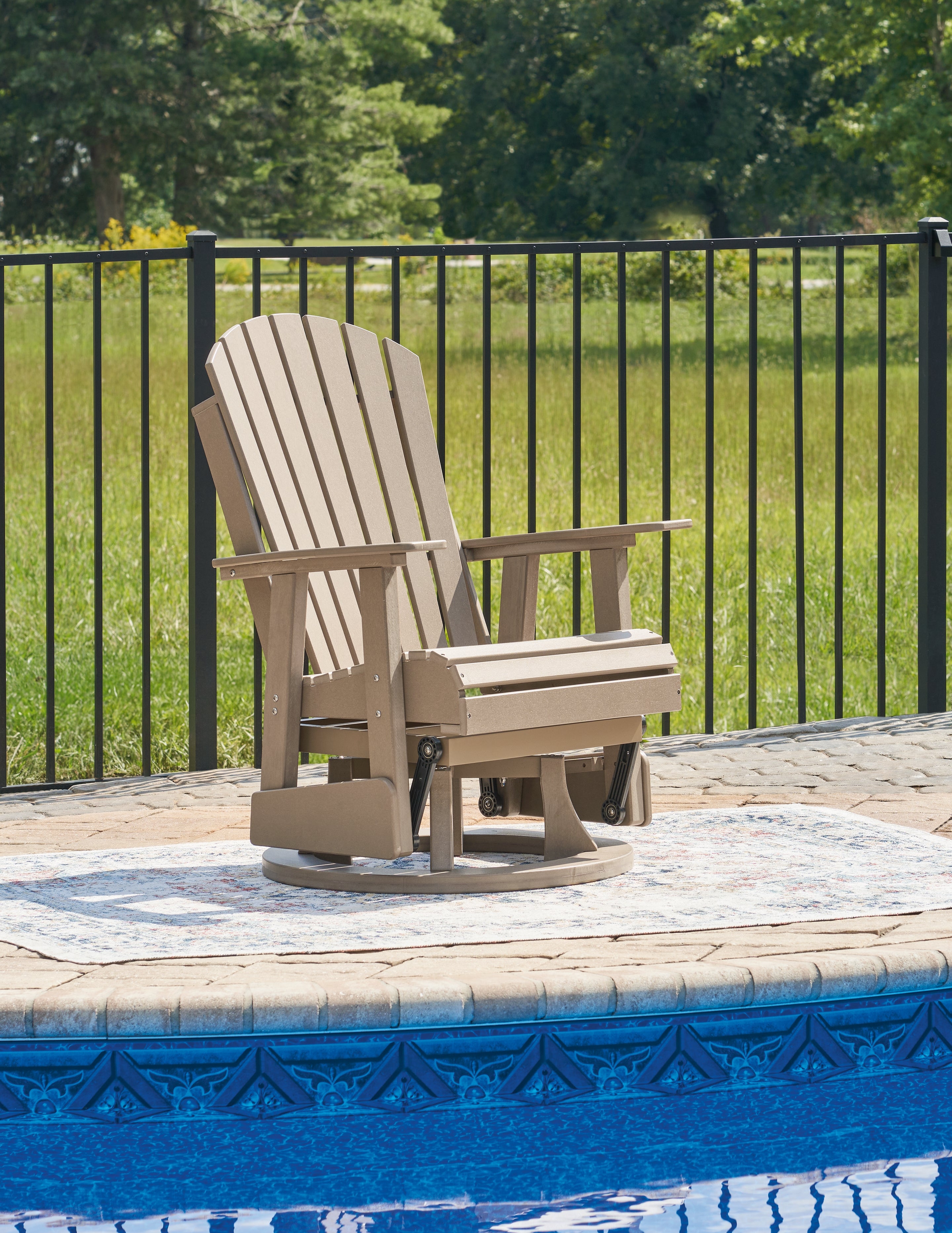 Floridian Furniture - Ashley Furniture - Hyland wave Outdoor - Swivel Glider Chair / Driftwood - P114-820