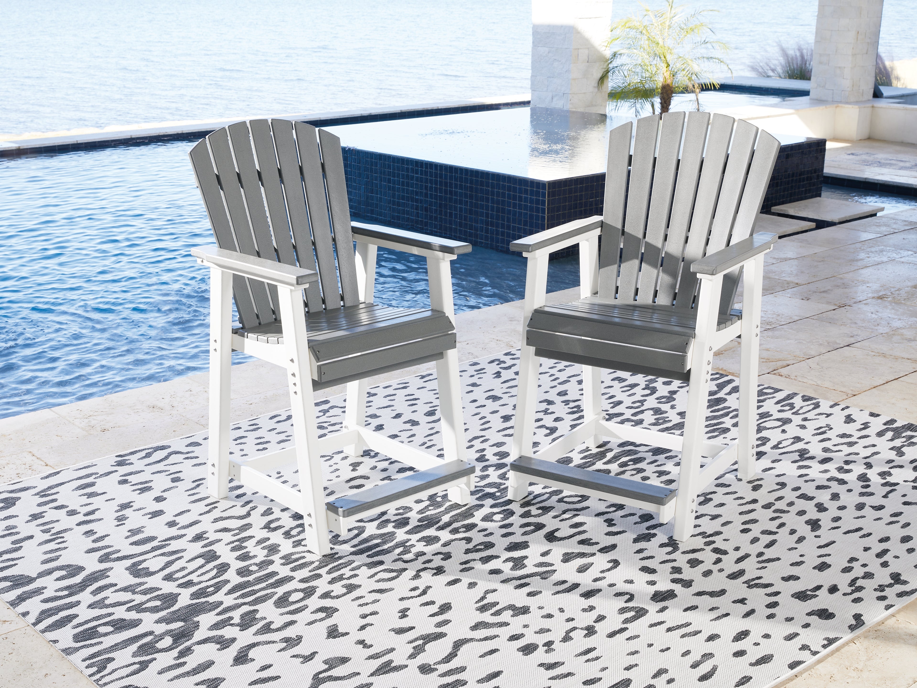 Floridian Furniture - Ashley Furniture - Transville Outdoor - RECT COUNTER TABLE W/UMB OPT / Gray/White - P210-642
