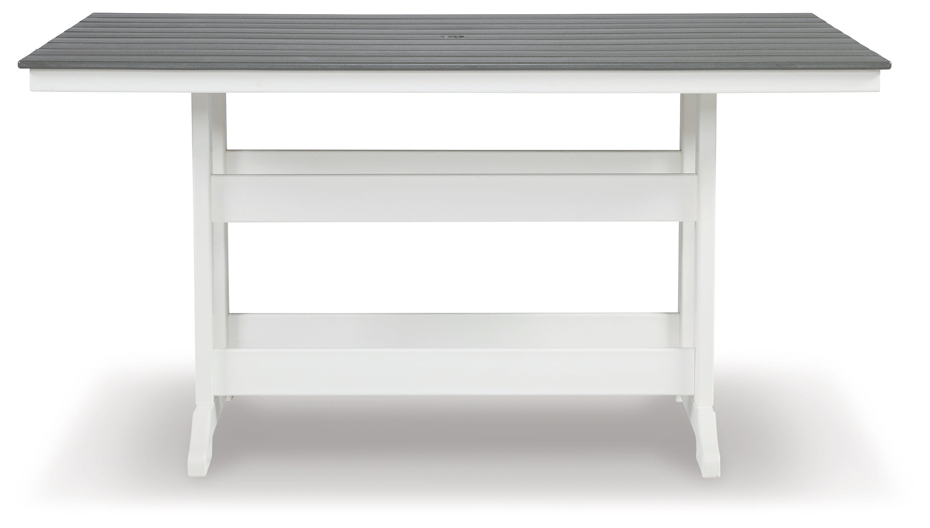 Floridian Furniture - Ashley Furniture - Transville Outdoor - RECT COUNTER TABLE W/UMB OPT / Gray/White - P210-642