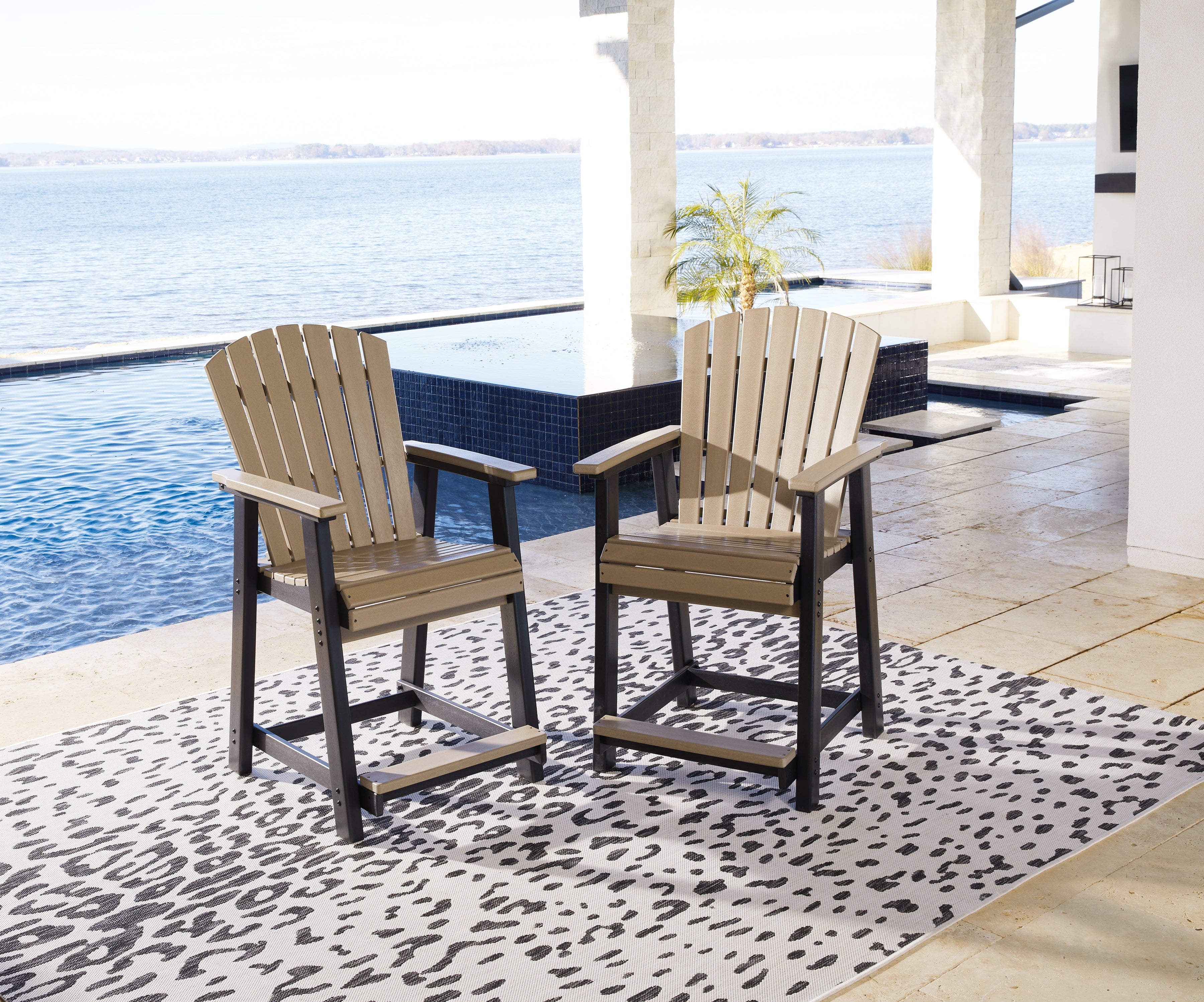 Floridian Furniture - Ashley Furniture - Fairen Trail Outdoor - Barstool (Set of 2) / Black/Driftwood - P211-124