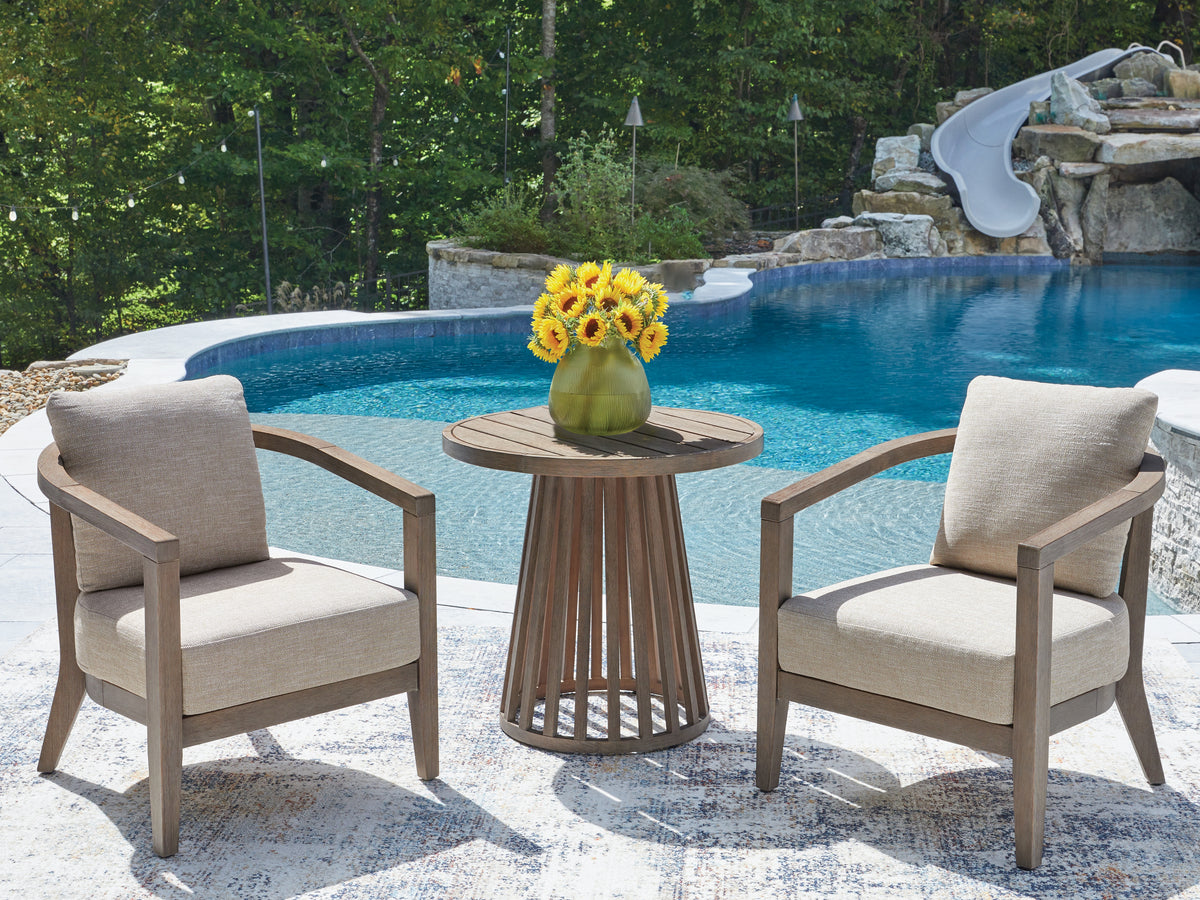 Floridian Furniture - Ashley Furniture - Joy Lagoon Outdoor - Chairs w/CUSH/Table Set (3/CN) - PCP310-050