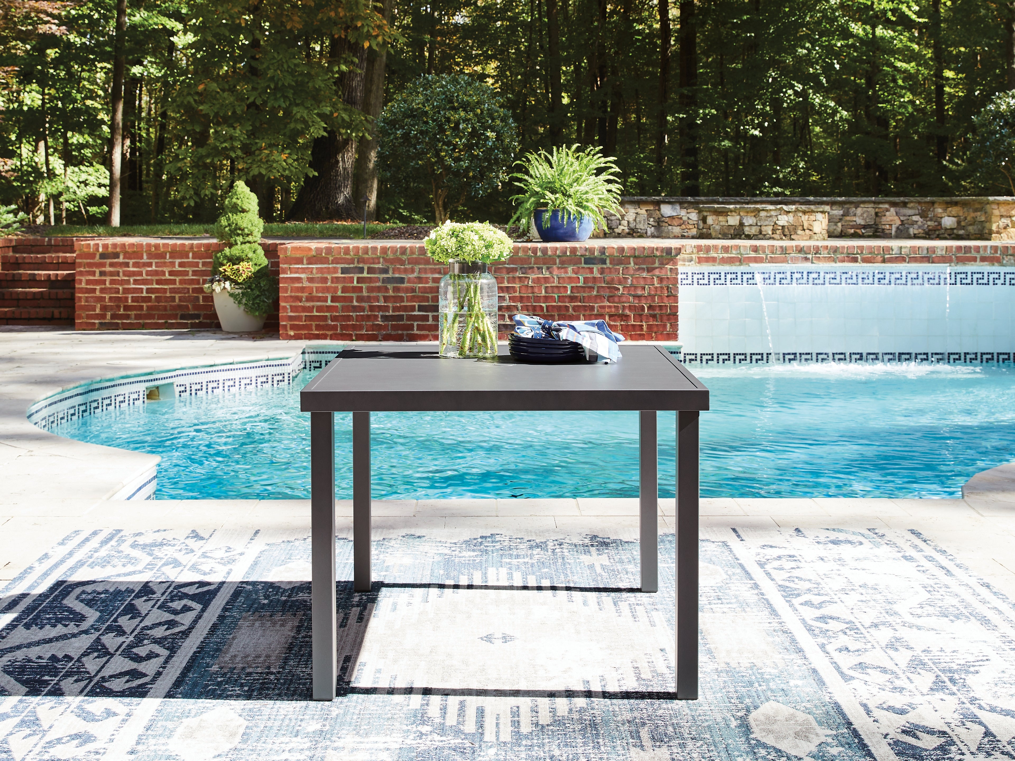 Floridian Furniture - Ashley Furniture - Rocky Creek Outdoor - Square Dining Table w/UMB OPT / Gray - PCP326-615