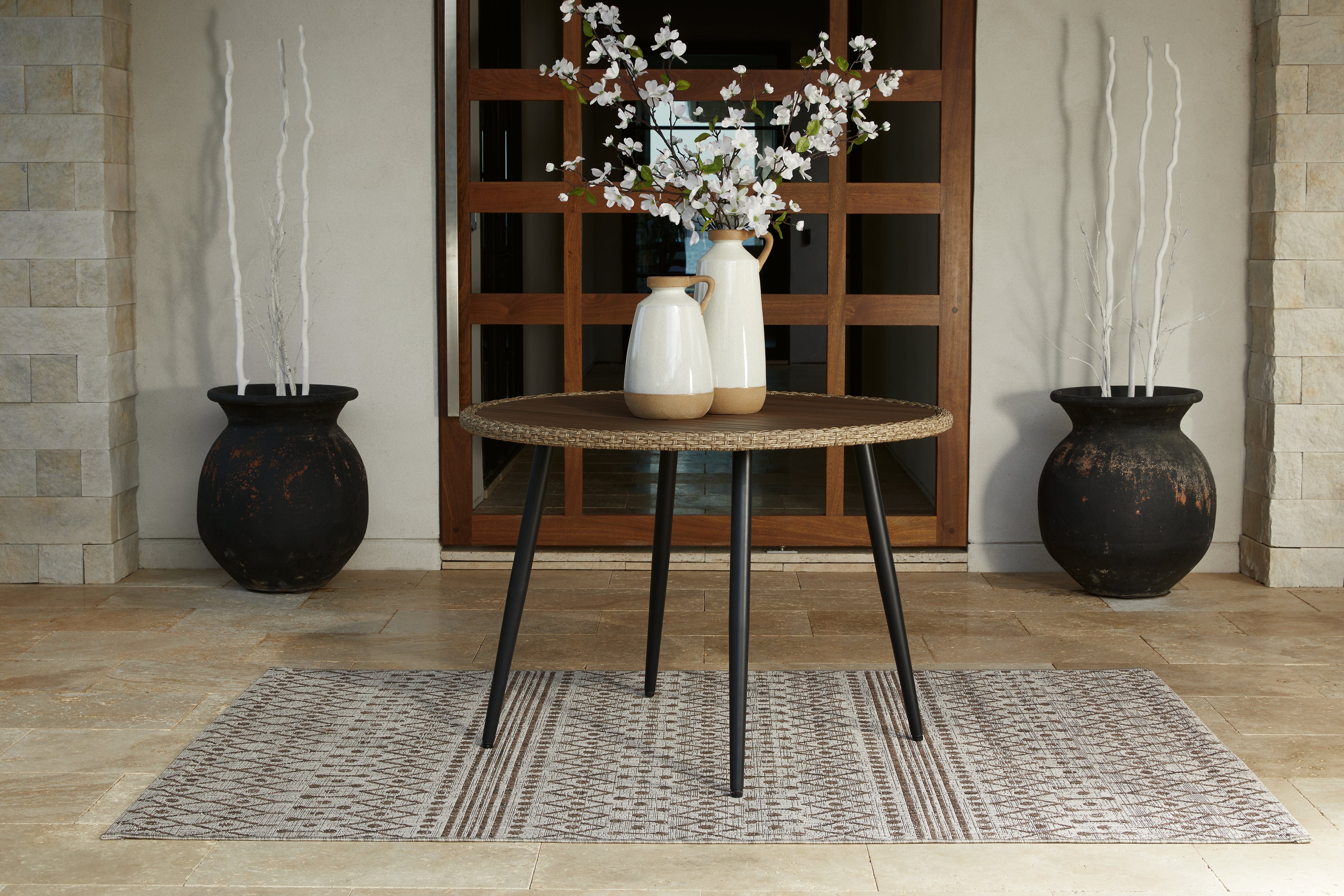 Floridian Furniture - Ashley Furniture - Amaris Outdoor - Round Dining Table / Brown/Black - P369-615