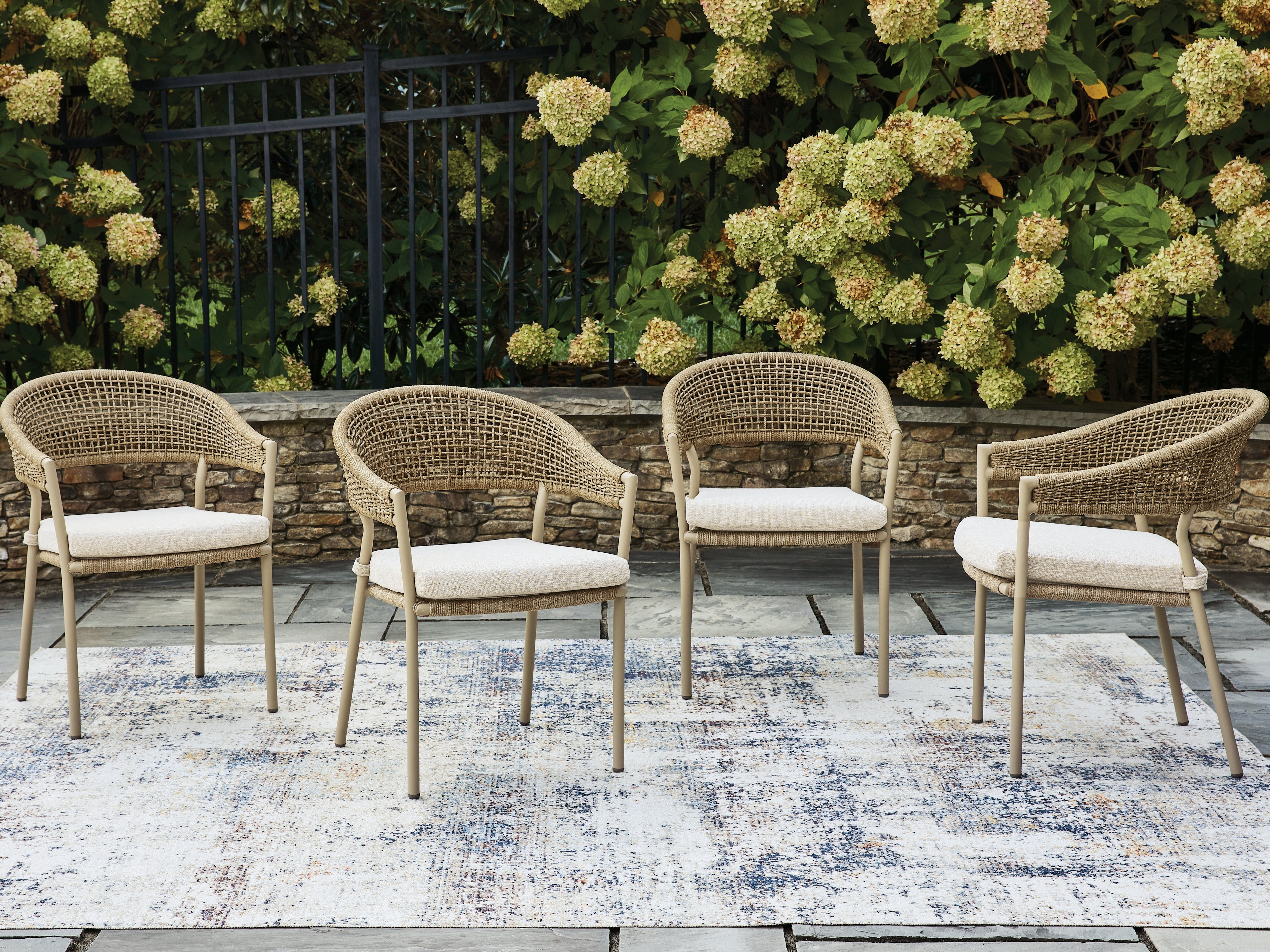 Floridian Furniture - Ashley Furniture - Orchard Beach Outdoor - Arm Chair With Cushion (4/CN) / Beige - PCP373-601A