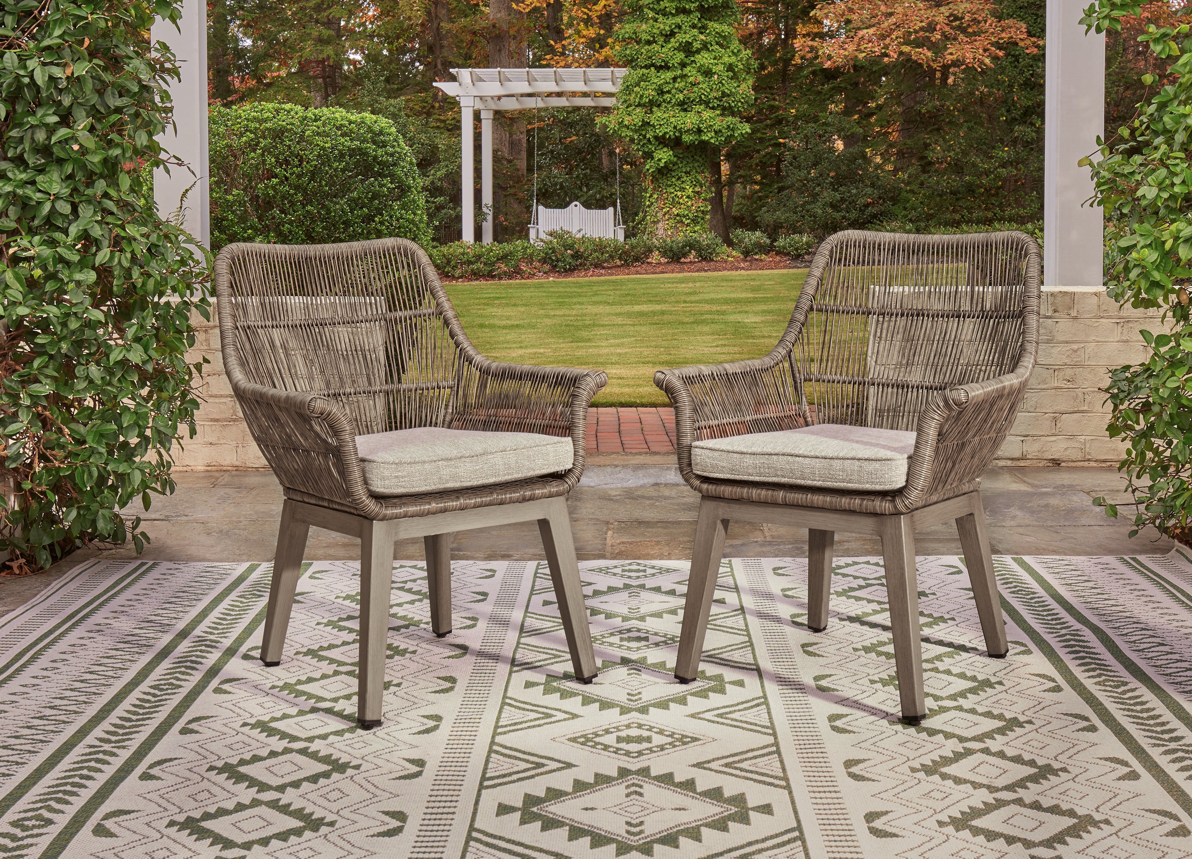 Floridian Furniture - Ashley Furniture - Beach Front Outdoor - Arm Chair With Cushion (Set of 2) / Beige - P399-601A