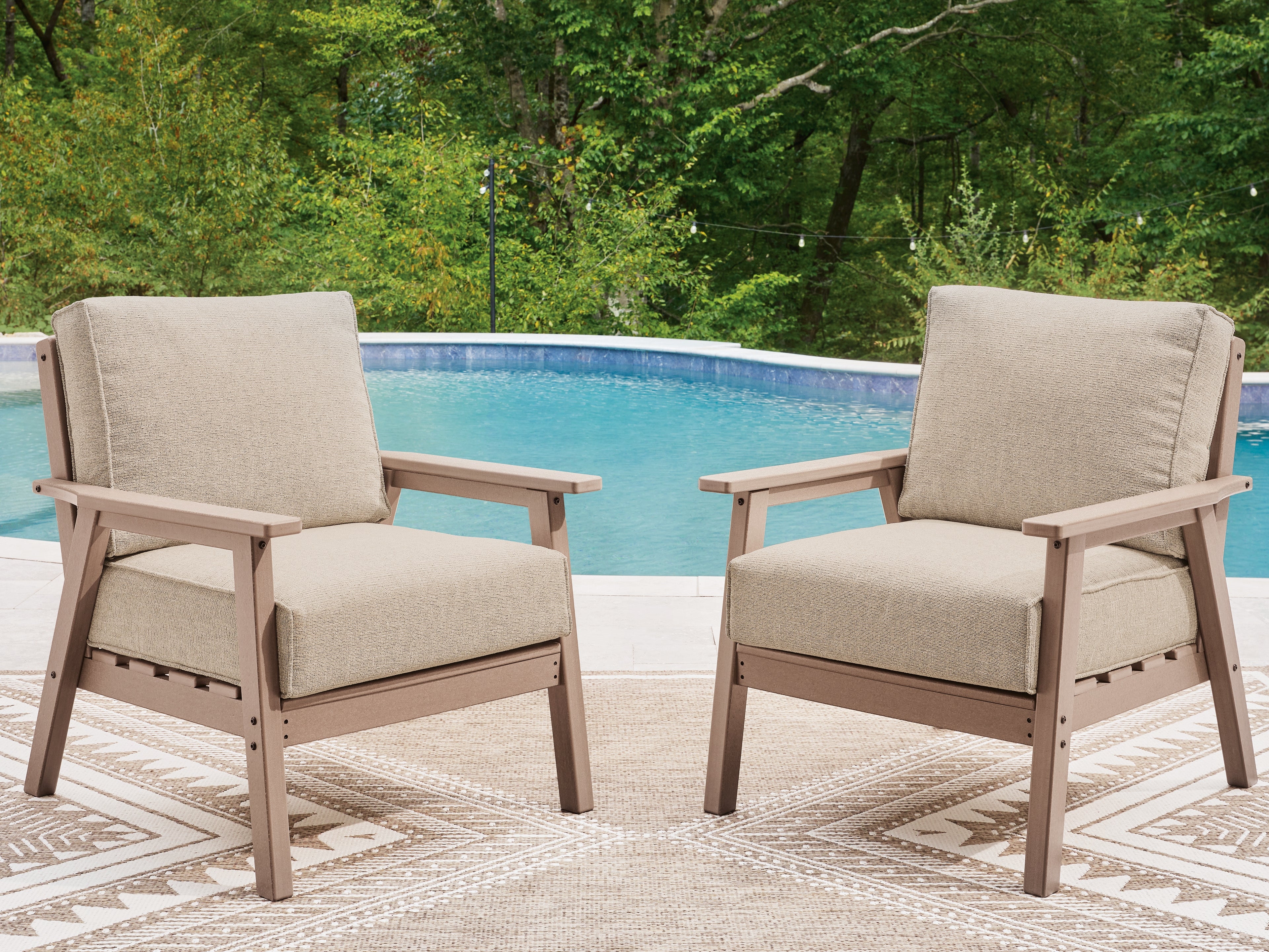 Floridian Furniture - Ashley Furniture - Grover Beach Outdoor - Lounge Chair w/Cushion (Set of 2) / Driftwood - PCP422-820