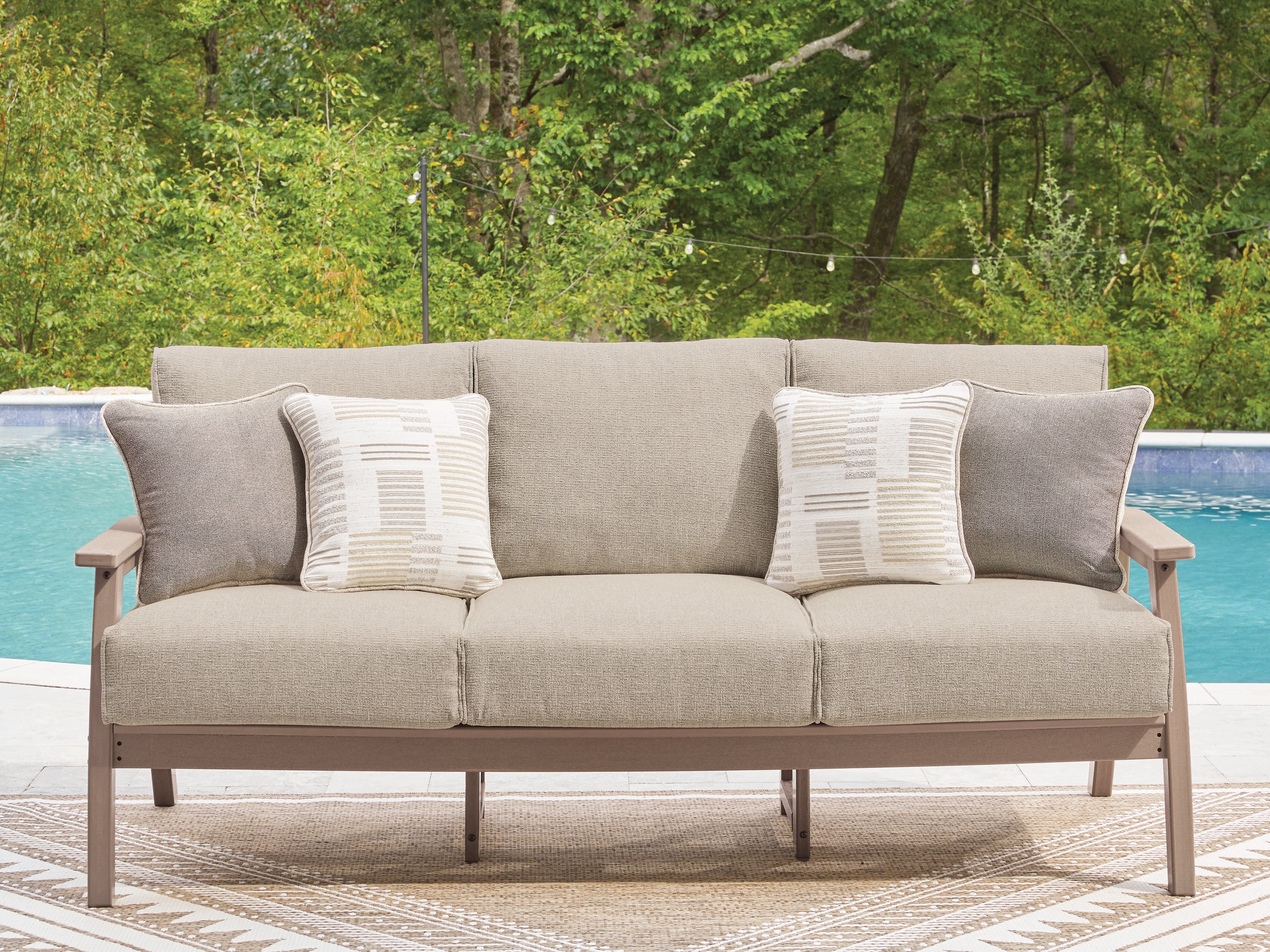 Floridian Furniture - Ashley Furniture - Grover Beach Outdoor - Sofa with Cushion / Driftwood - PCP422-838