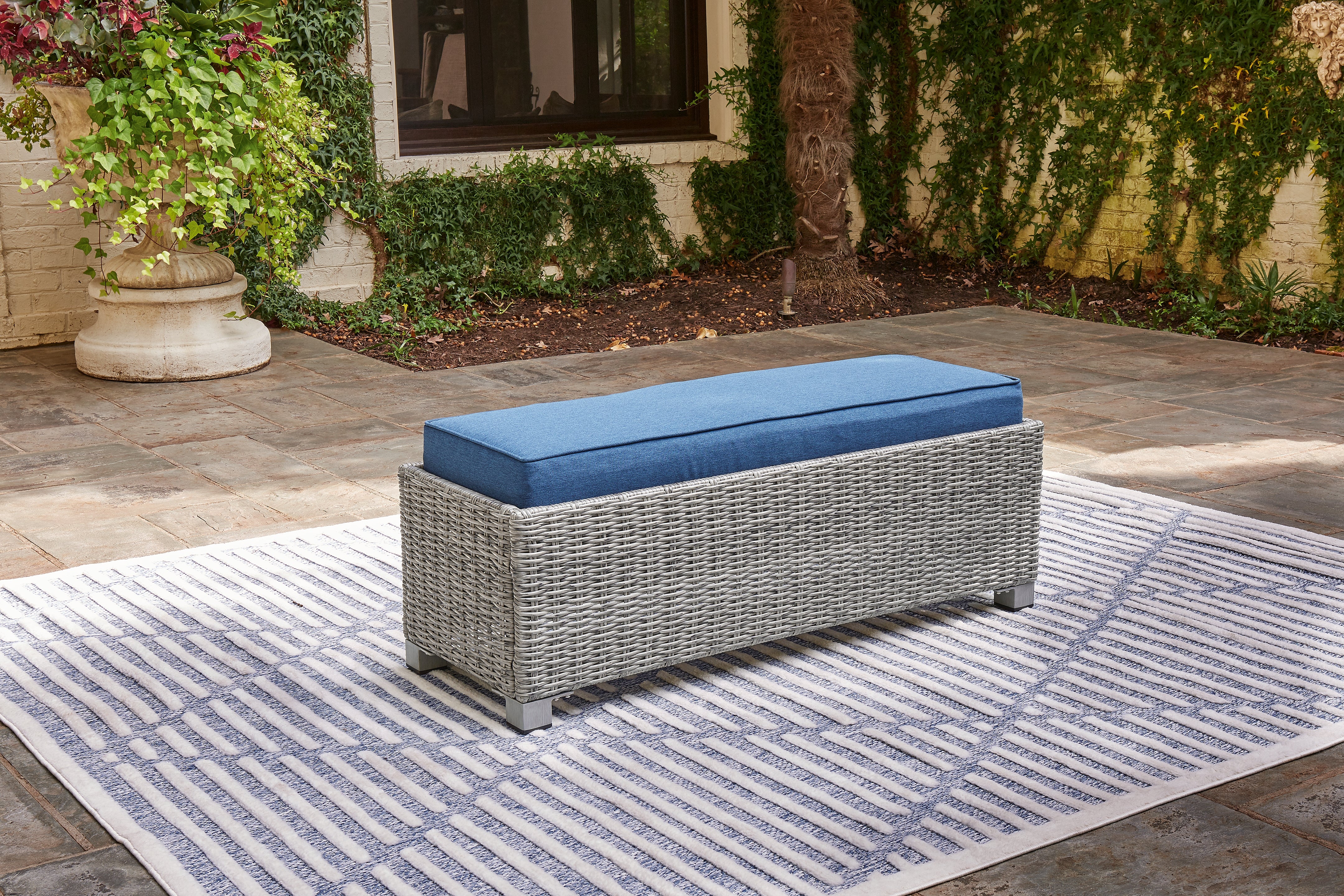 Floridian Furniture - Ashley Furniture - Naples Beach Outdoor - Bench with Cushion / Light Gray - P439-600